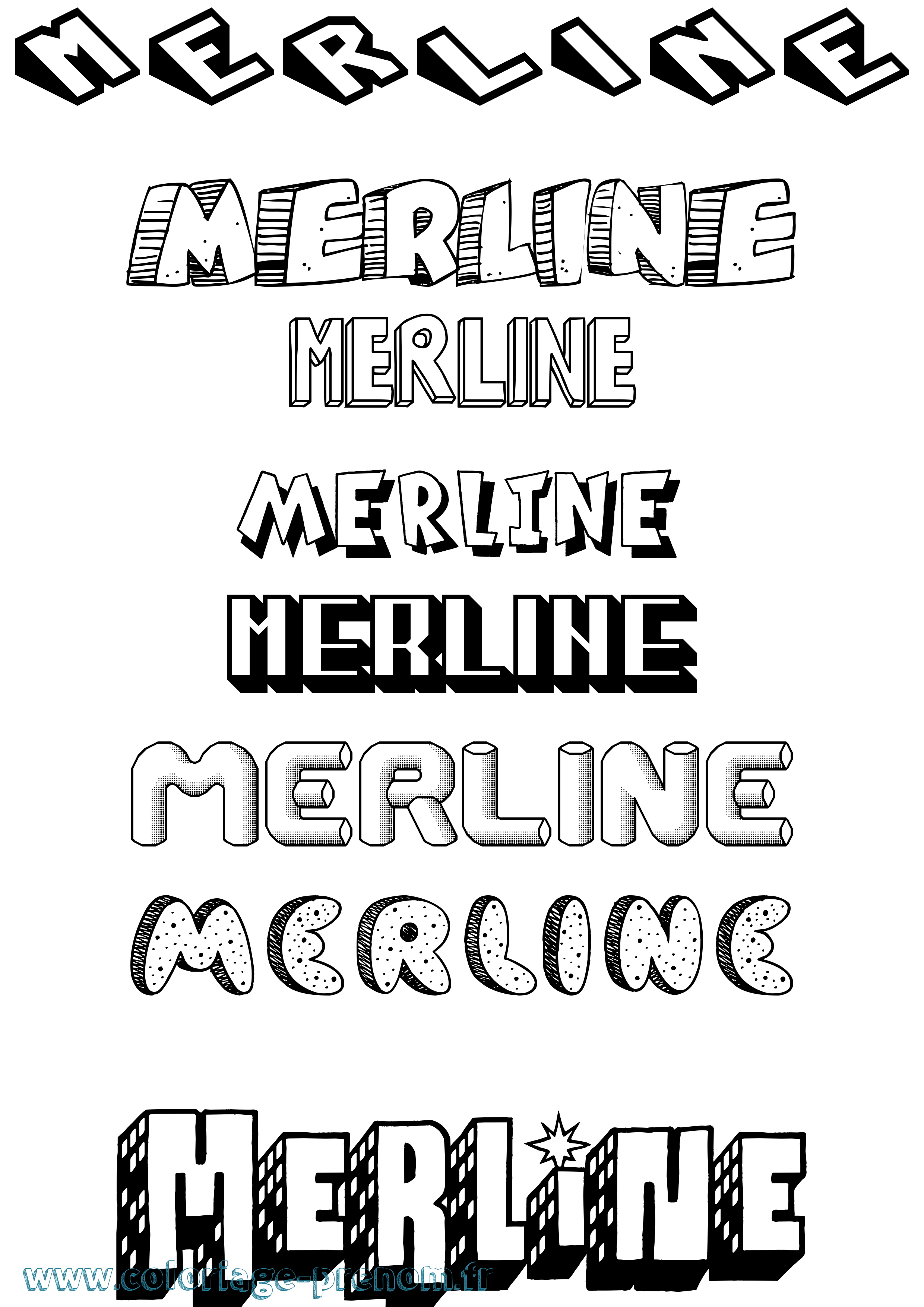 Coloriage prénom Merline Effet 3D