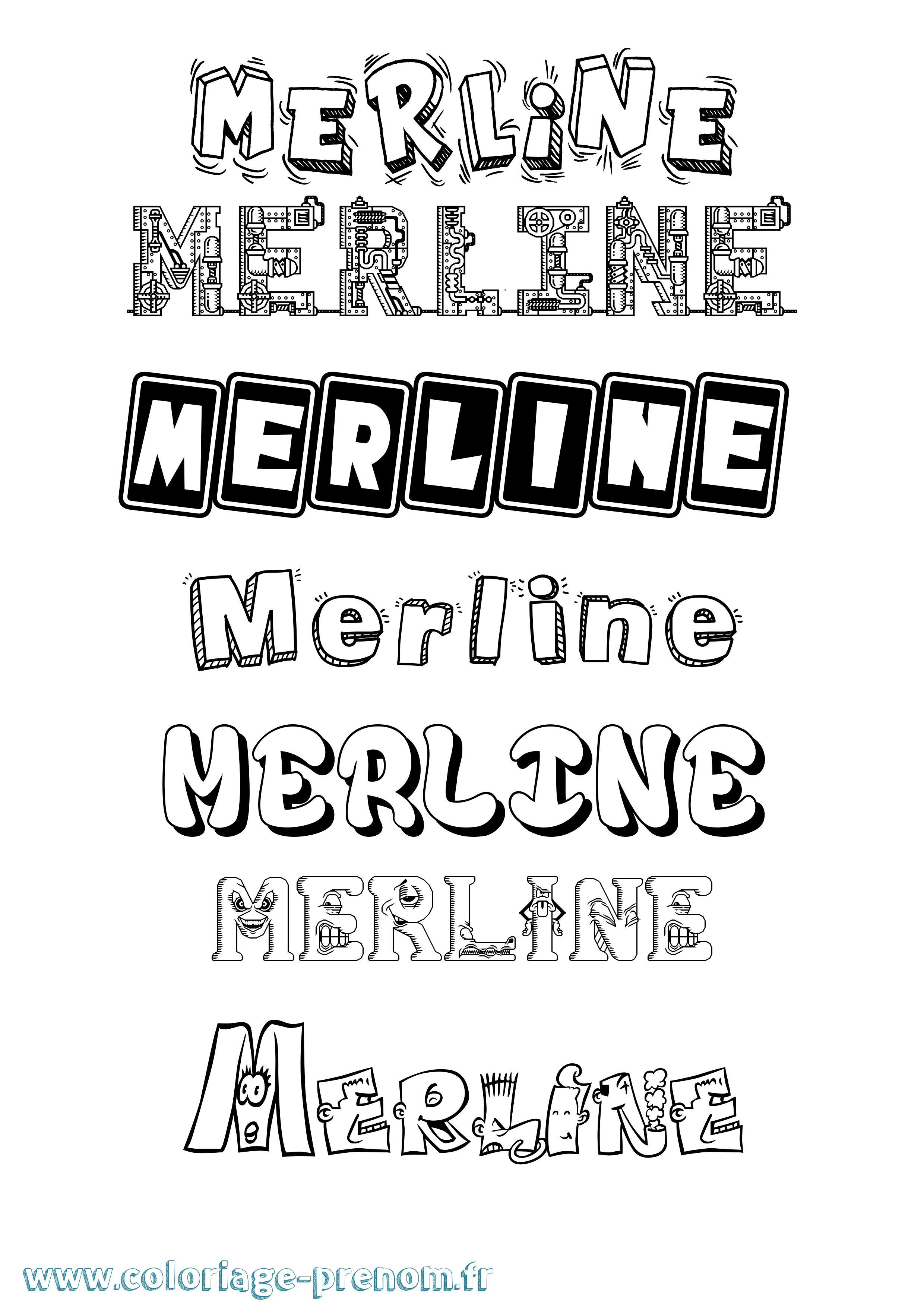 Coloriage prénom Merline Fun