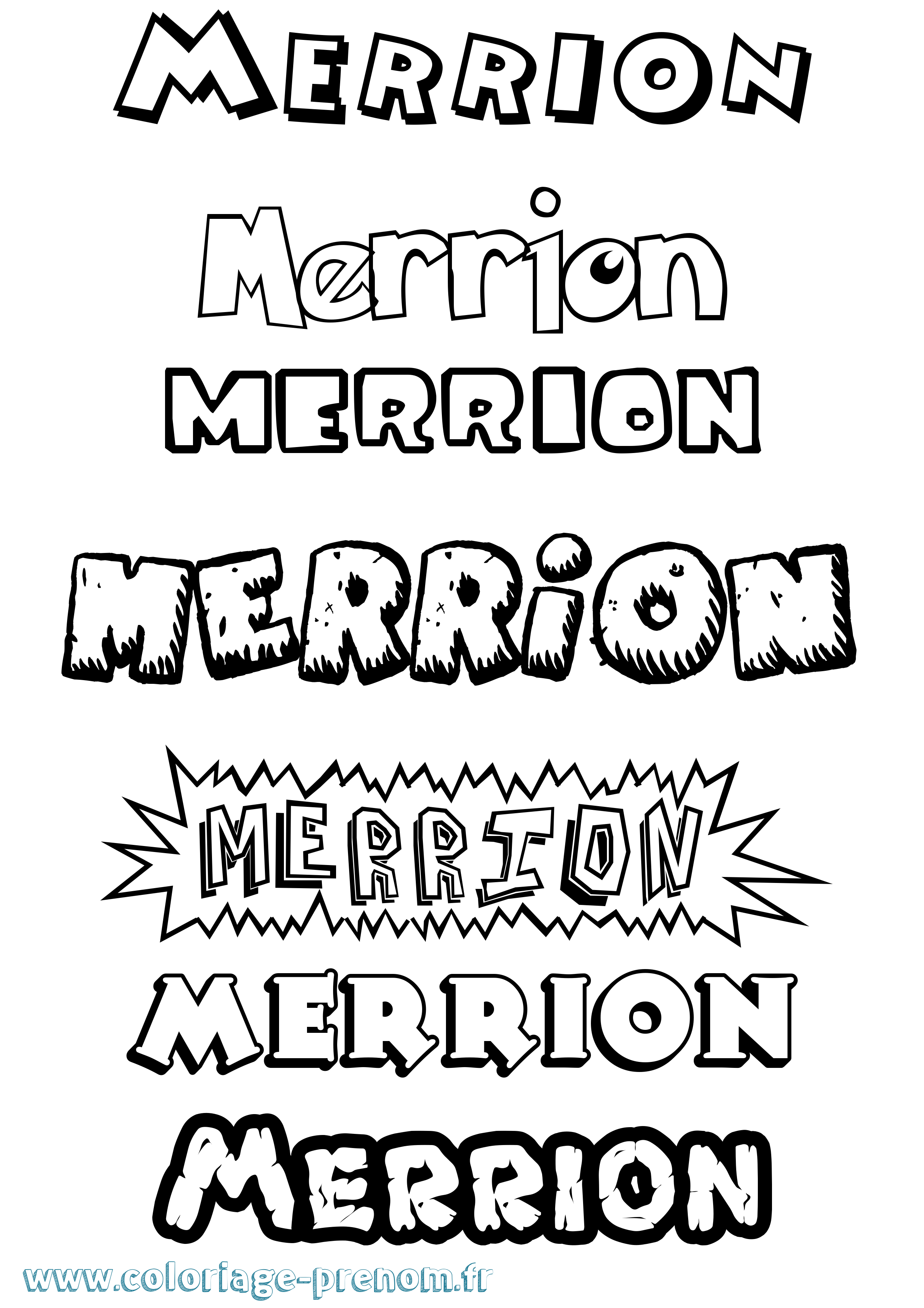 Coloriage prénom Merrion Dessin Animé