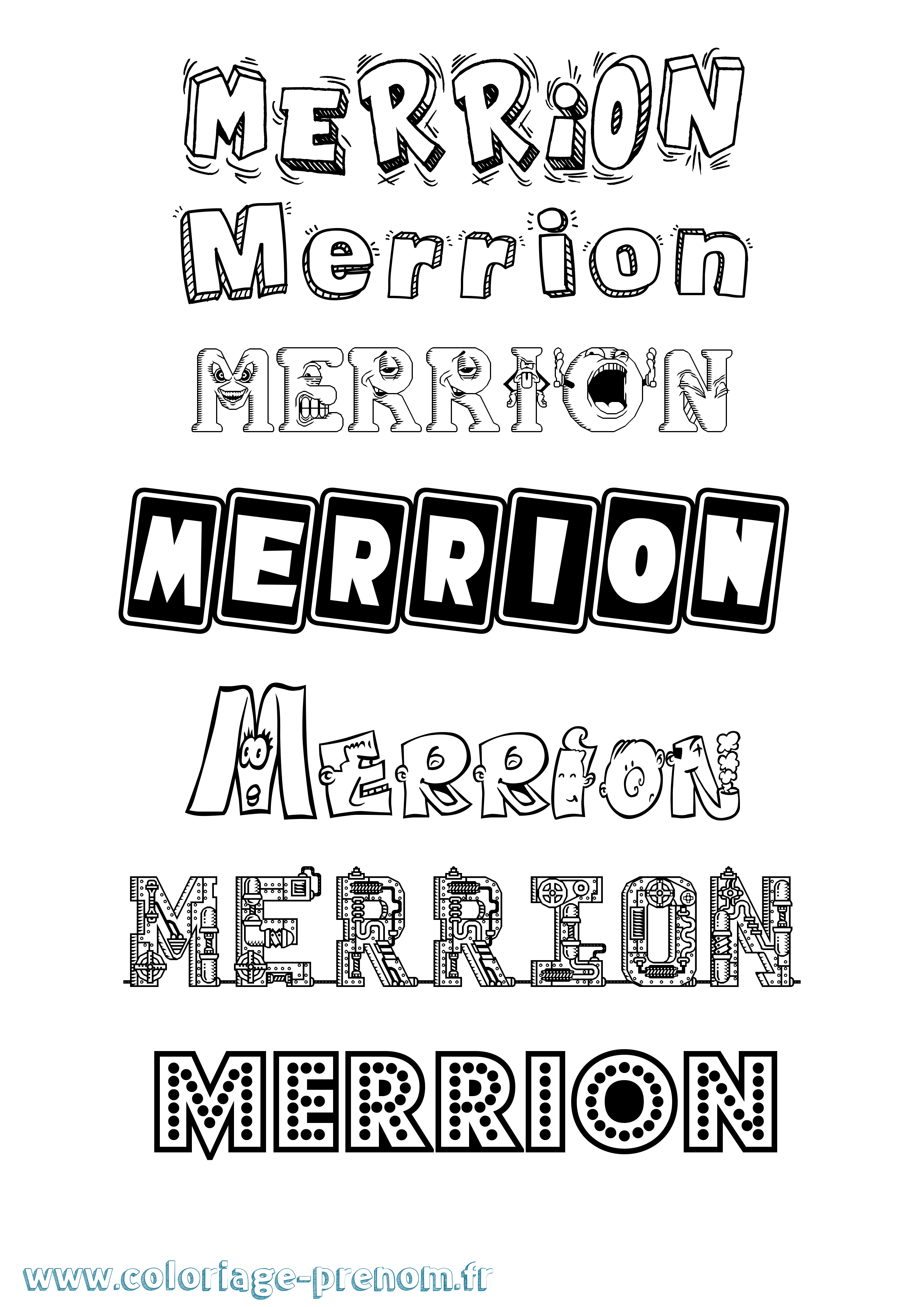 Coloriage prénom Merrion Fun