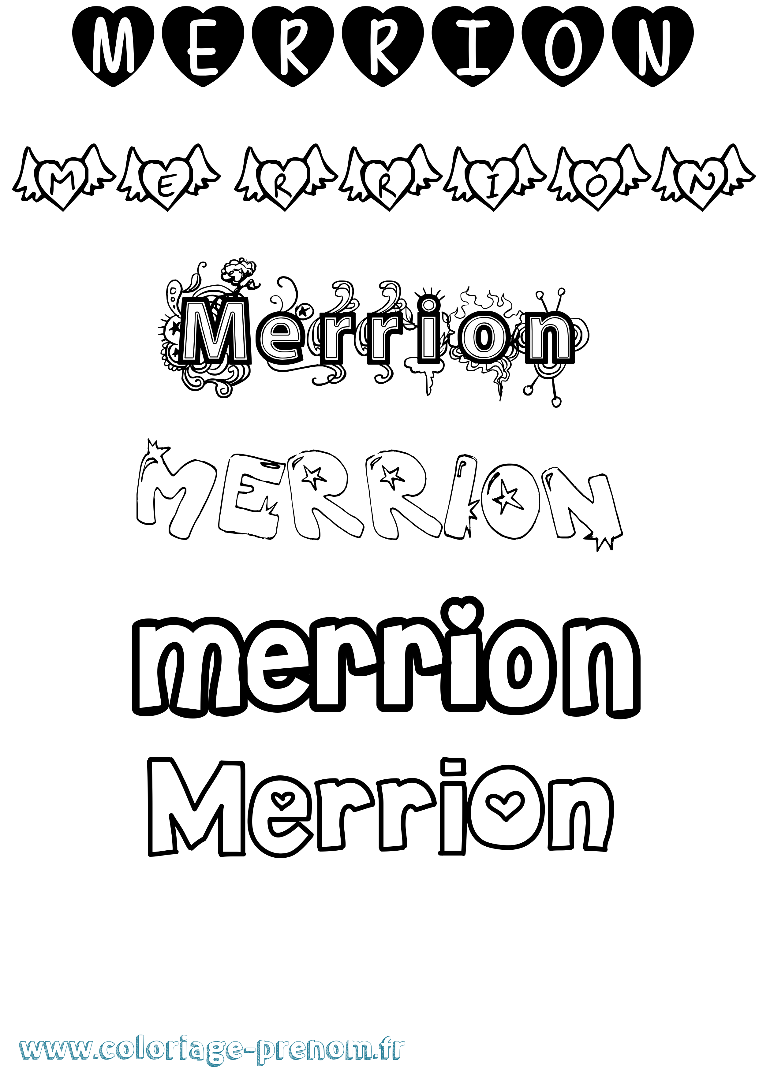 Coloriage prénom Merrion Girly