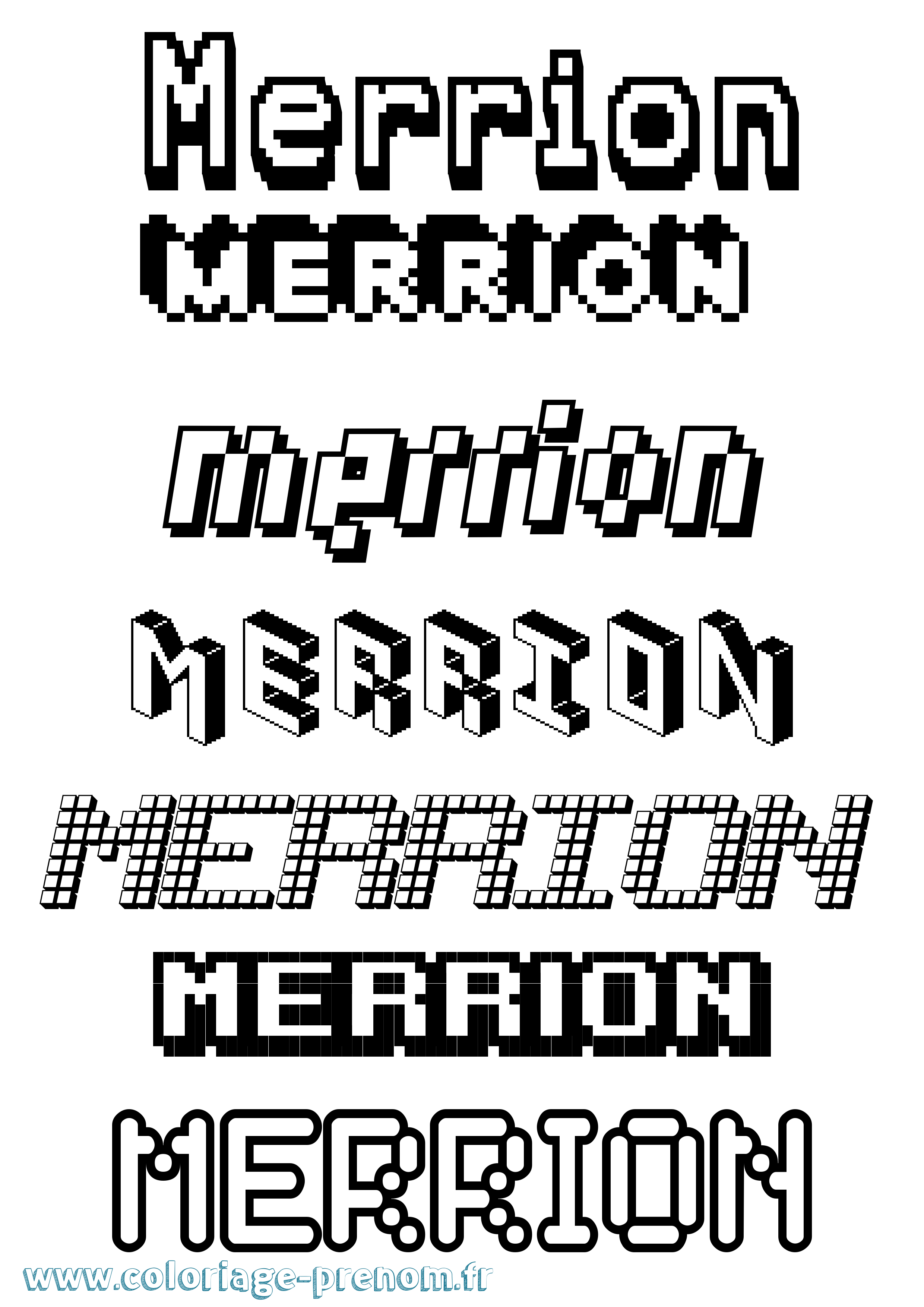 Coloriage prénom Merrion Pixel