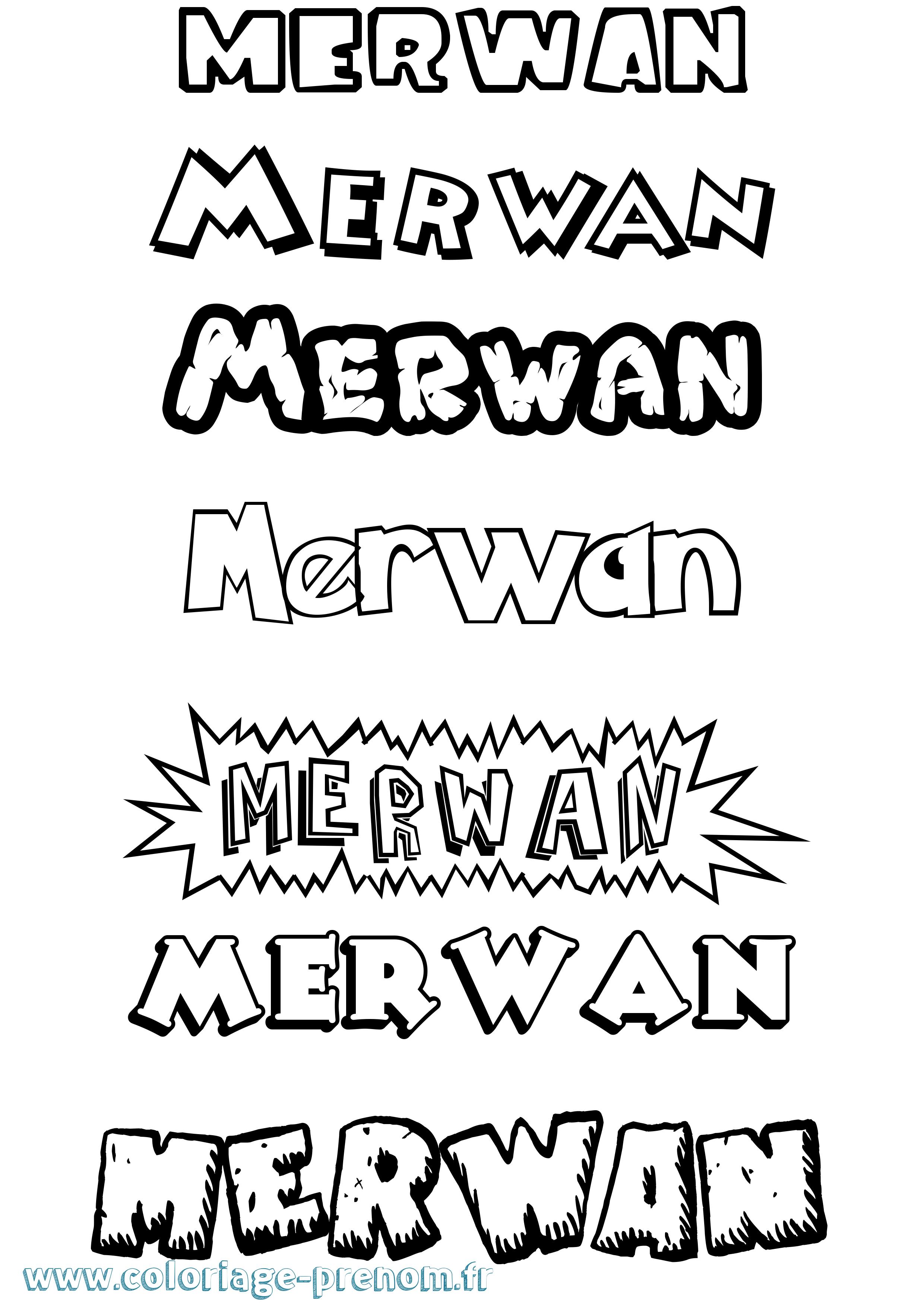 Coloriage prénom Merwan Dessin Animé