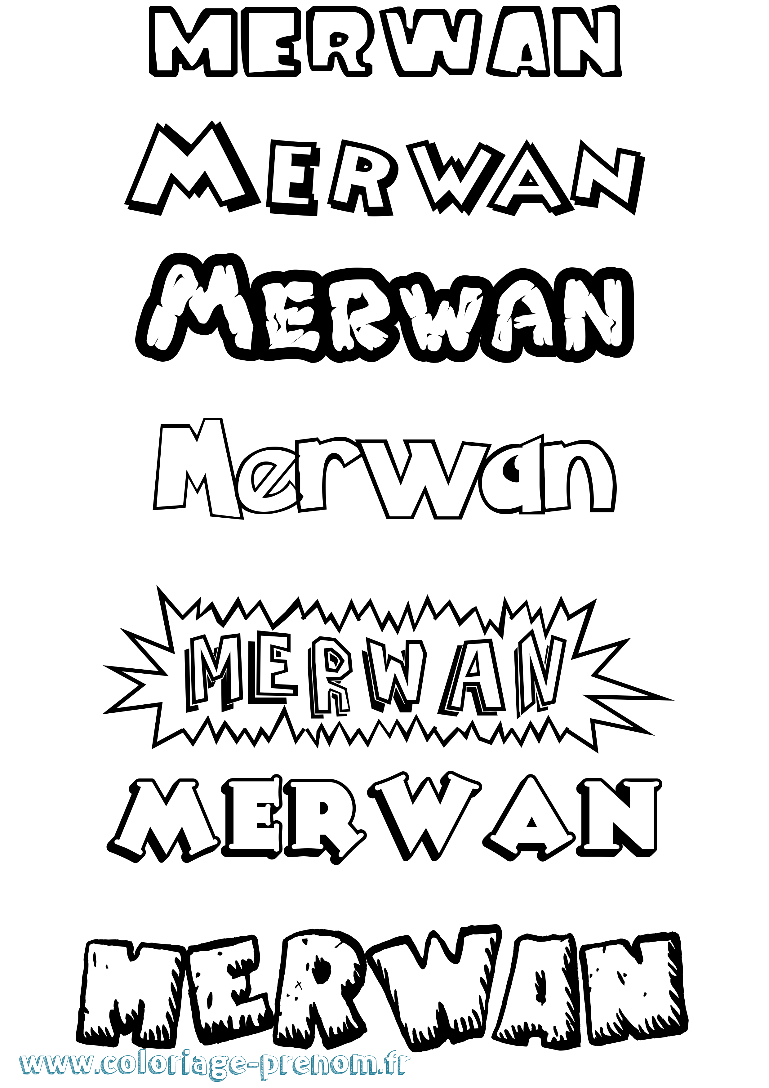 Coloriage Merwan Dessin Animé Coloriage prénom Merwan Dessin Animé