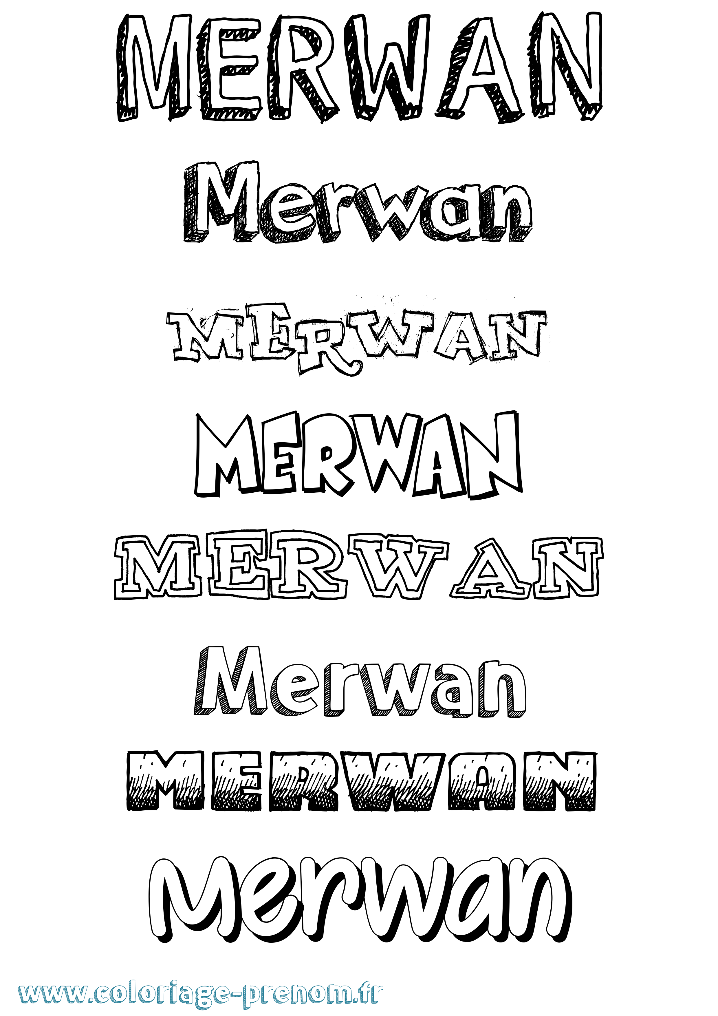 Coloriage Merwan Dessiné Coloriage prénom Merwan Dessiné