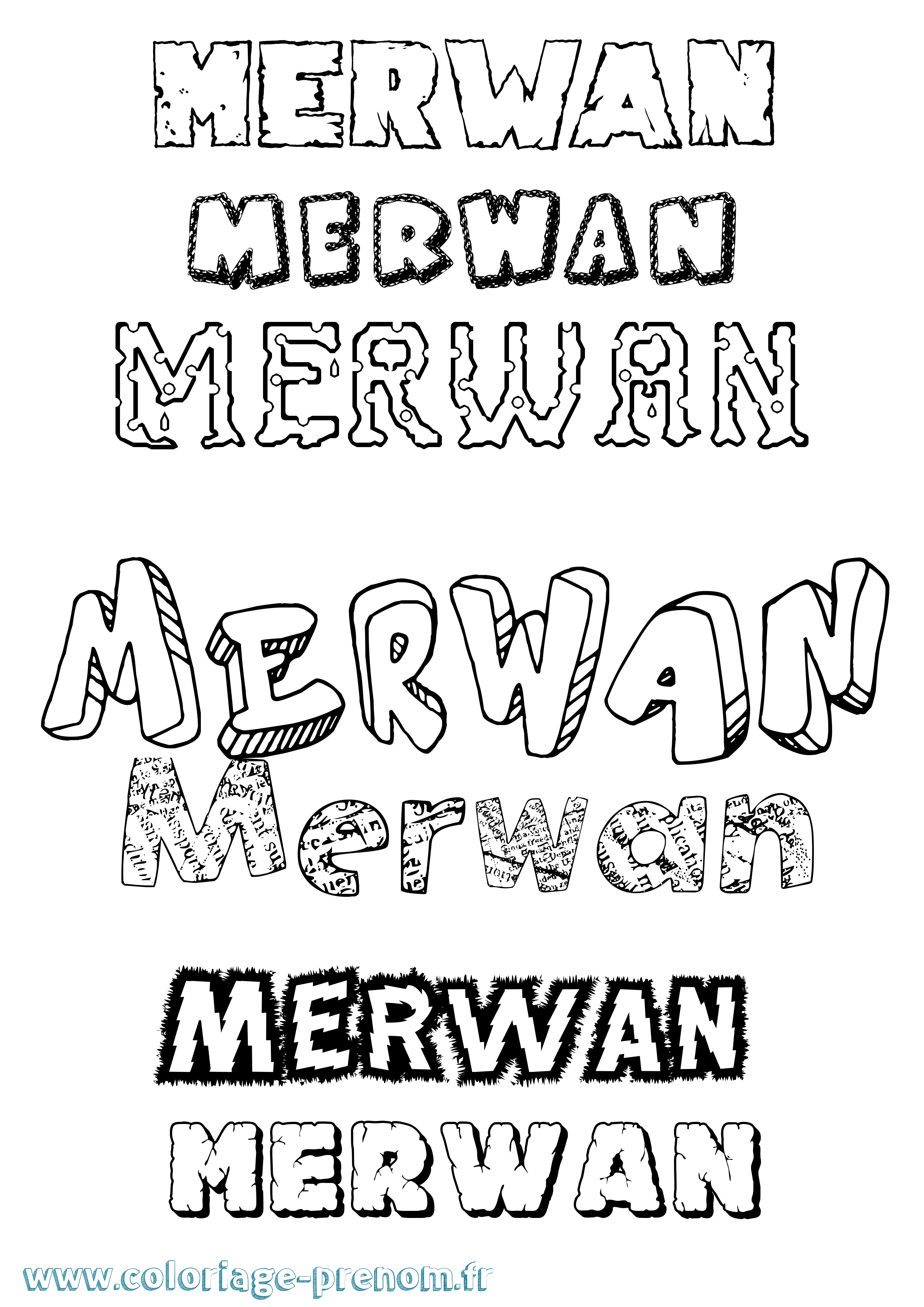 Coloriage Merwan Destructuré Coloriage prénom Merwan Destructuré