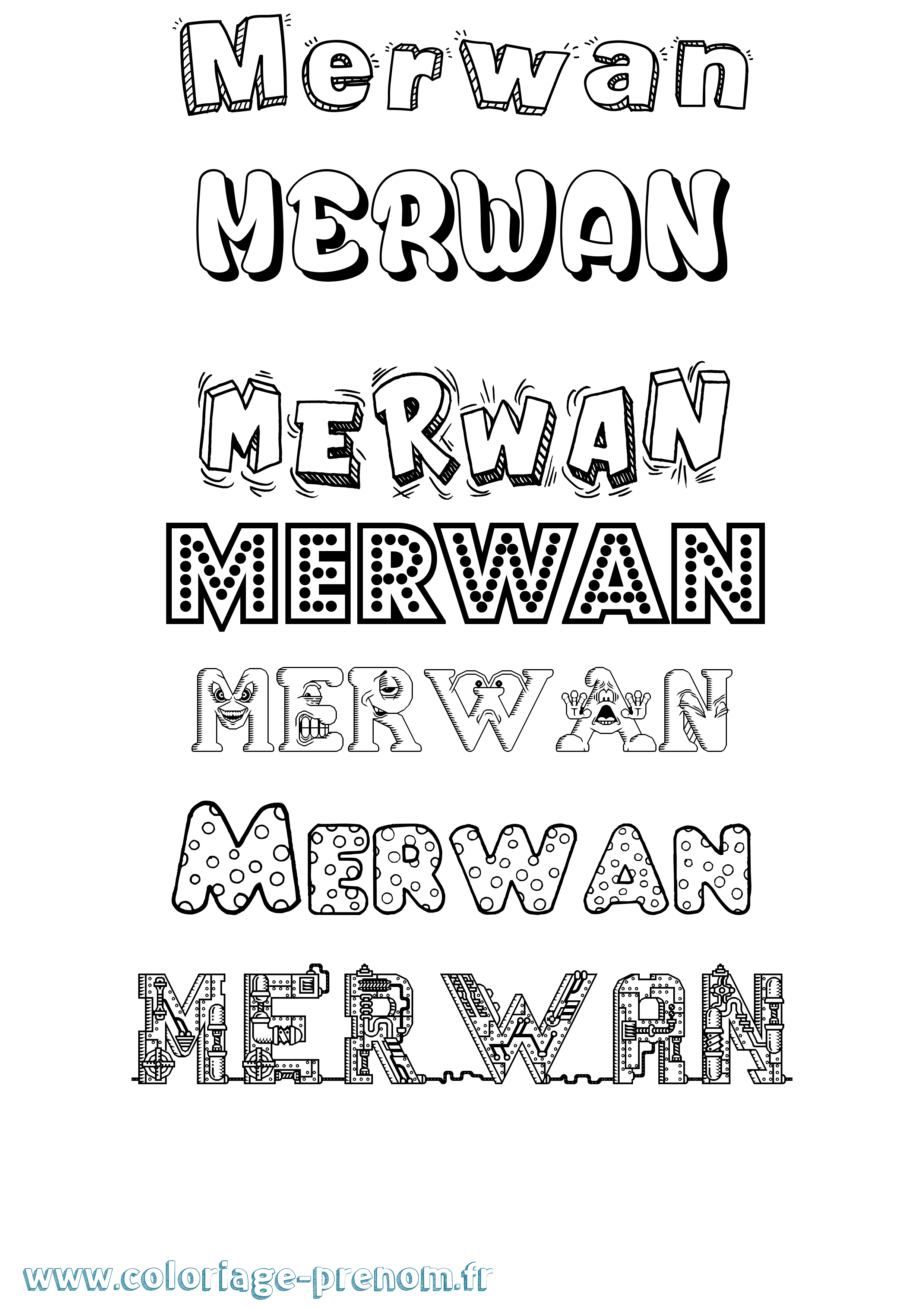 Coloriage Merwan Fun Coloriage prénom Merwan Fun
