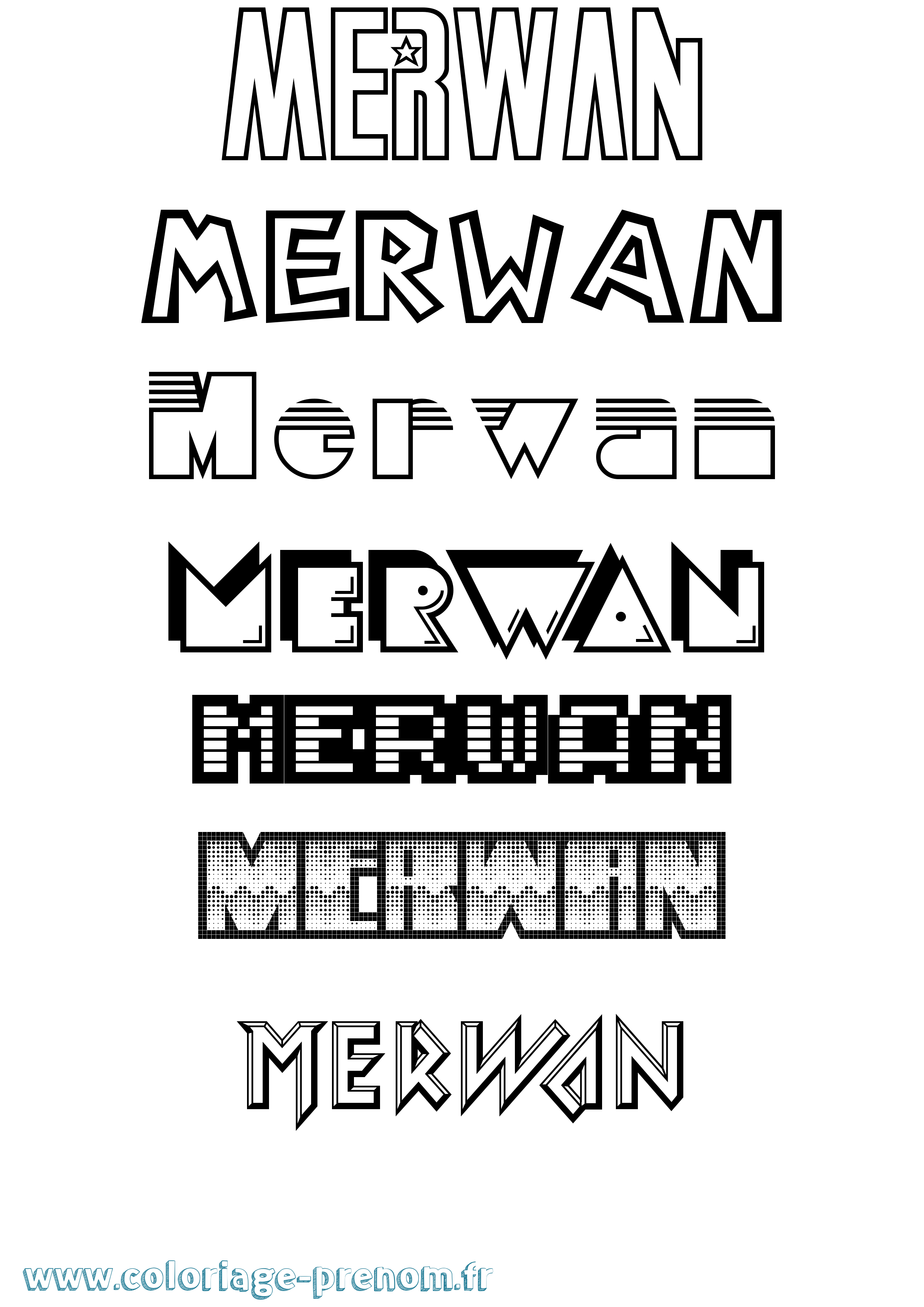 Coloriage prénom Merwan Jeux Vidéos
