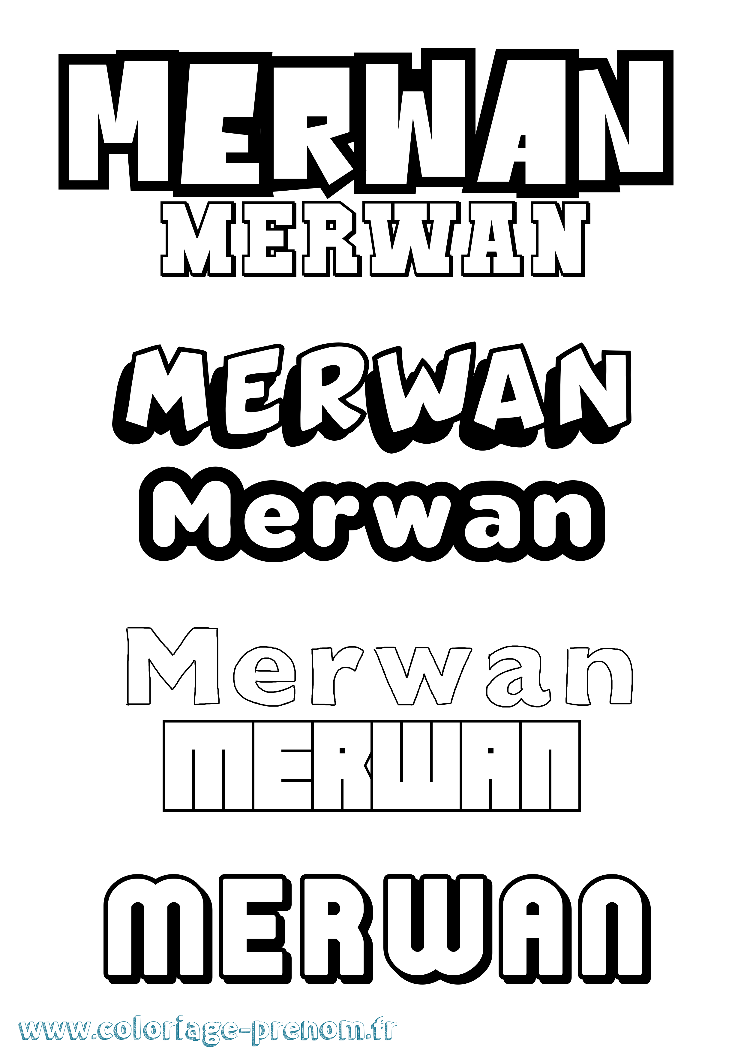 Coloriage prénom Merwan Simple