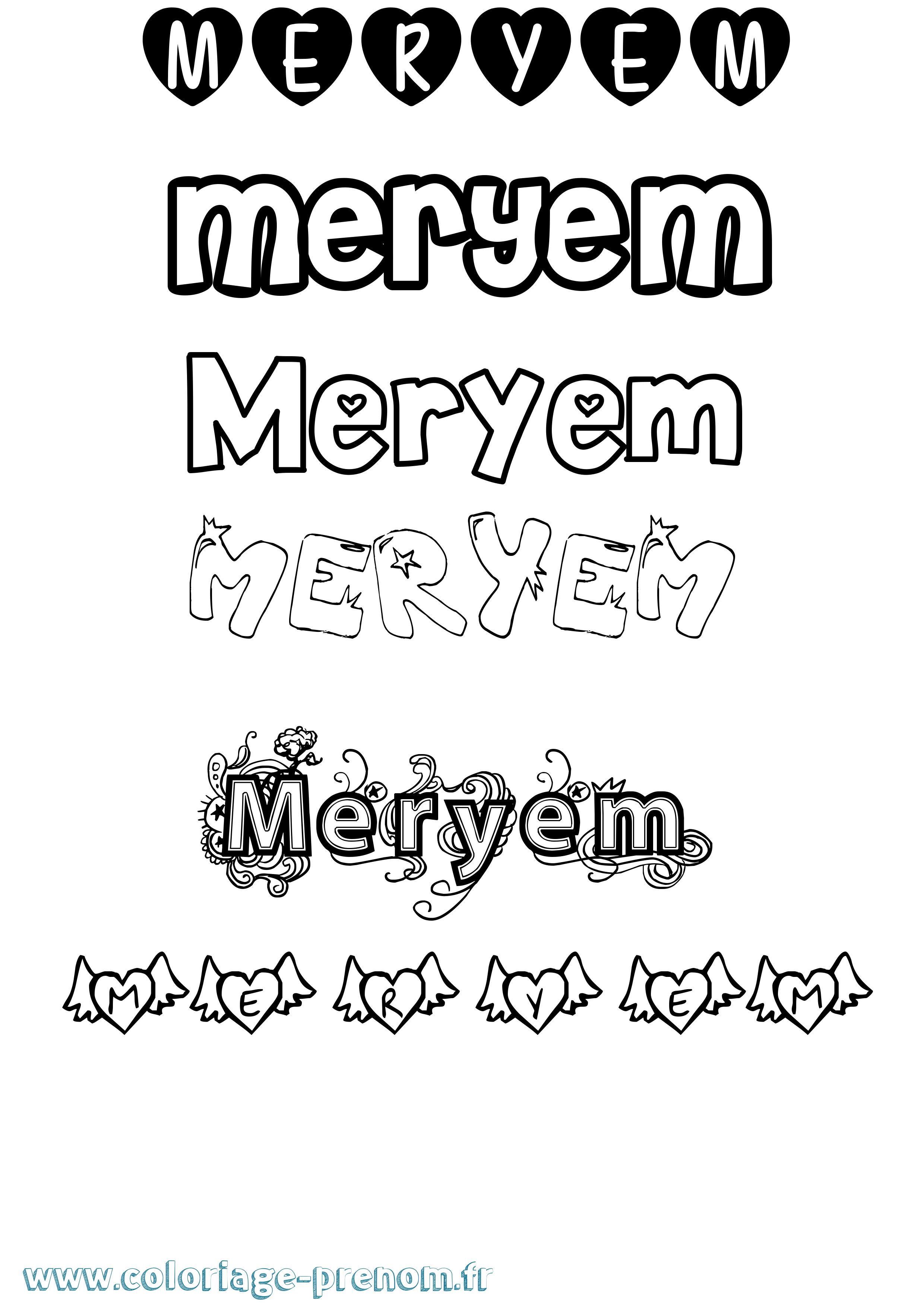Coloriage prénom Meryem