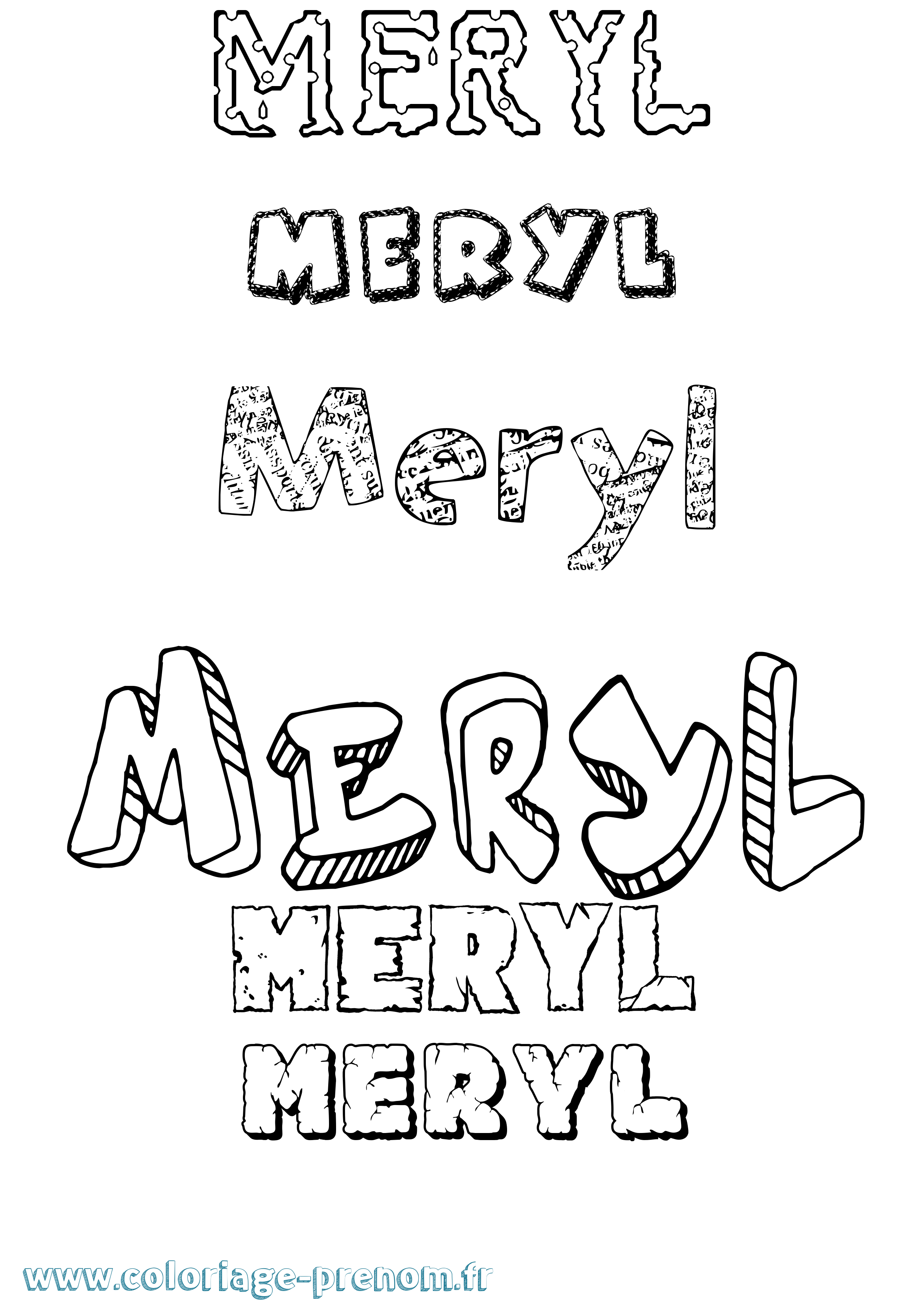 Coloriage prénom Meryl