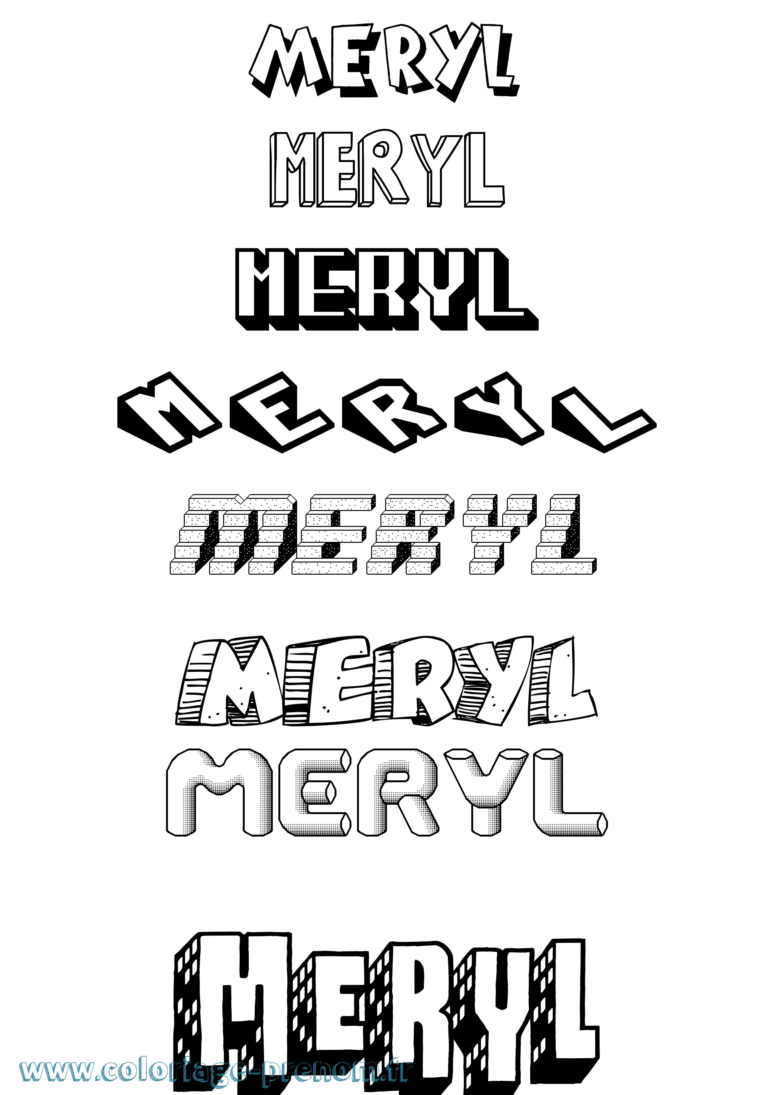 Coloriage Meryl Coloriage prénom Meryl