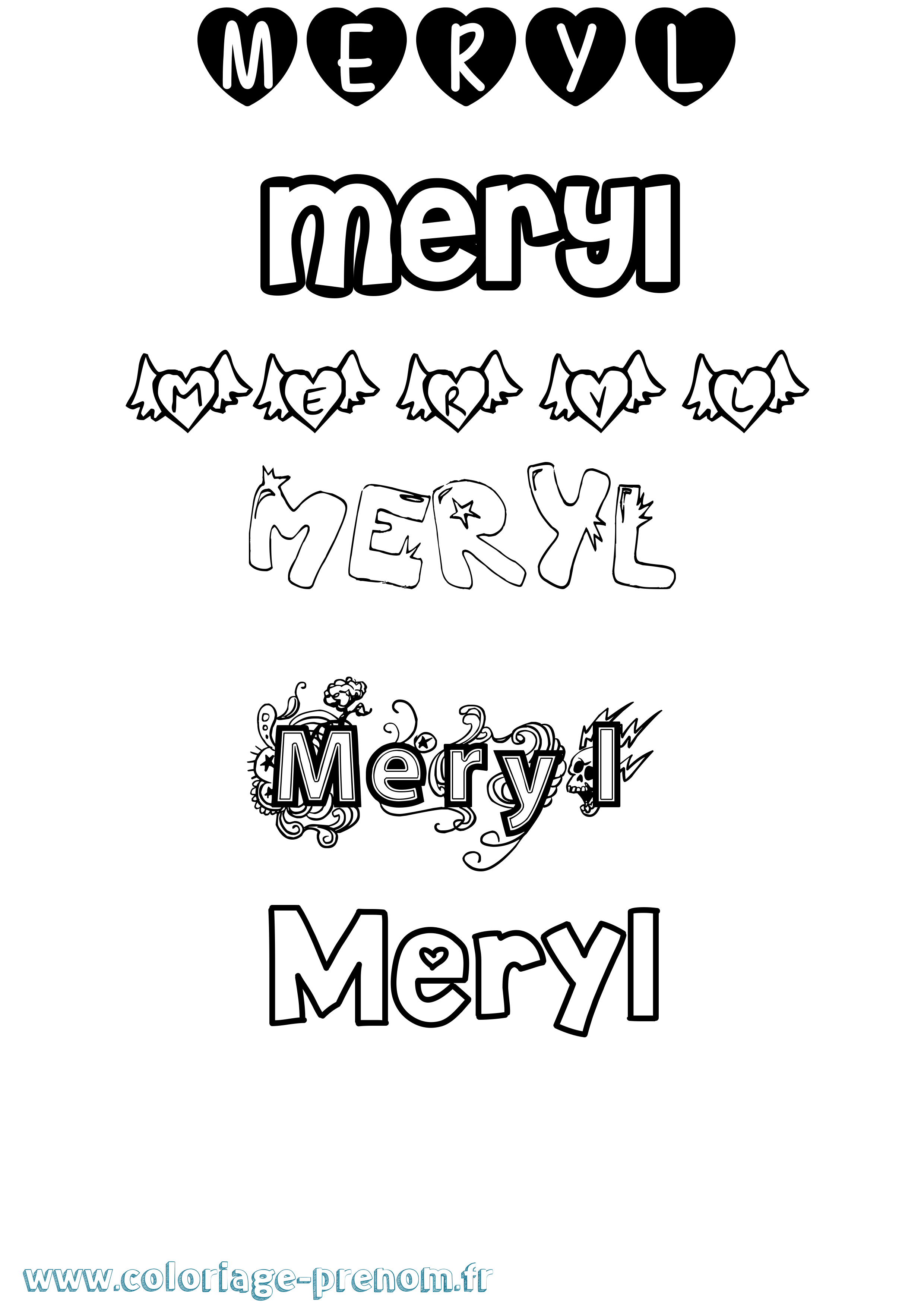 Coloriage Meryl Coloriage prénom Meryl