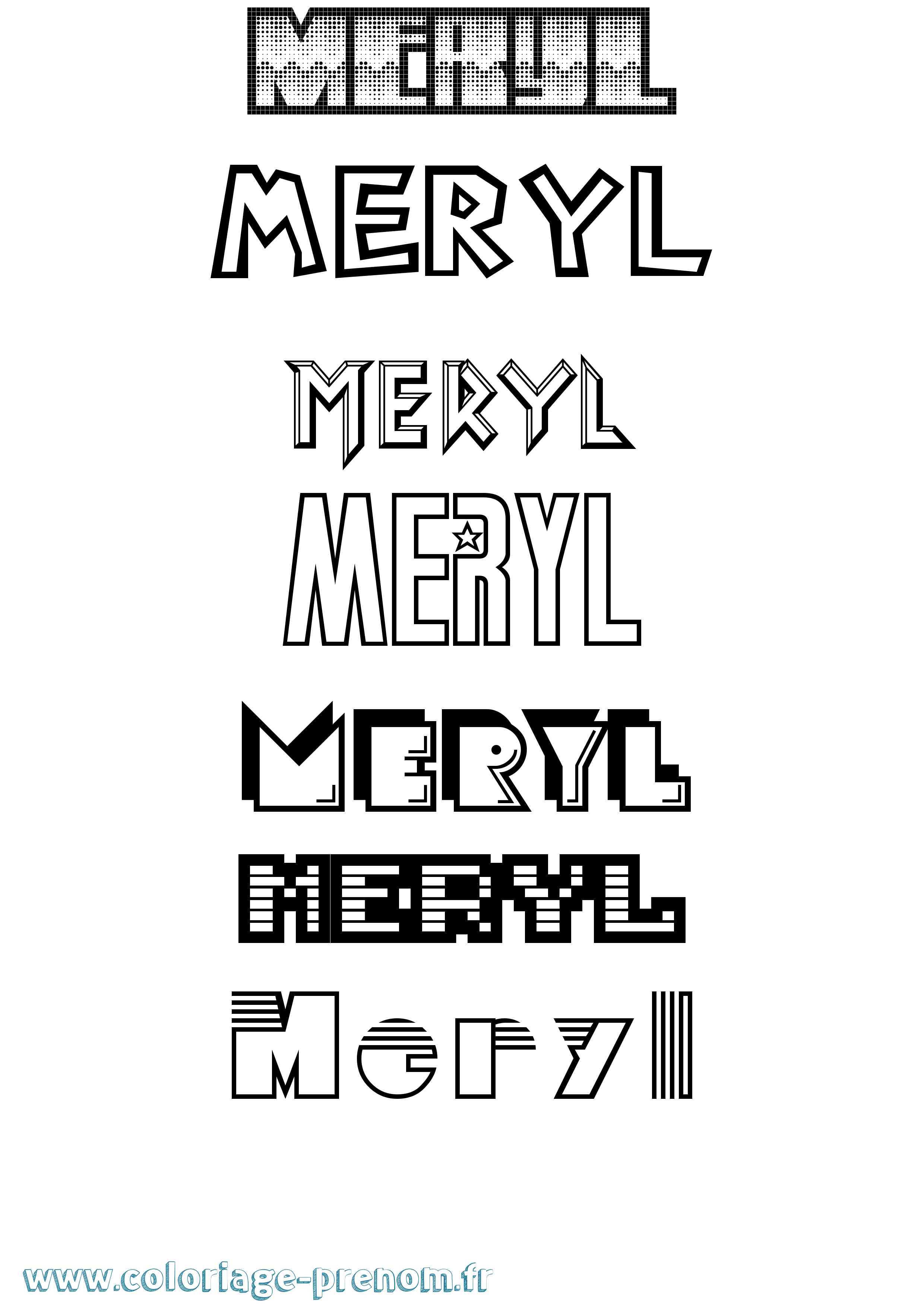 Coloriage Meryl Coloriage prénom Meryl