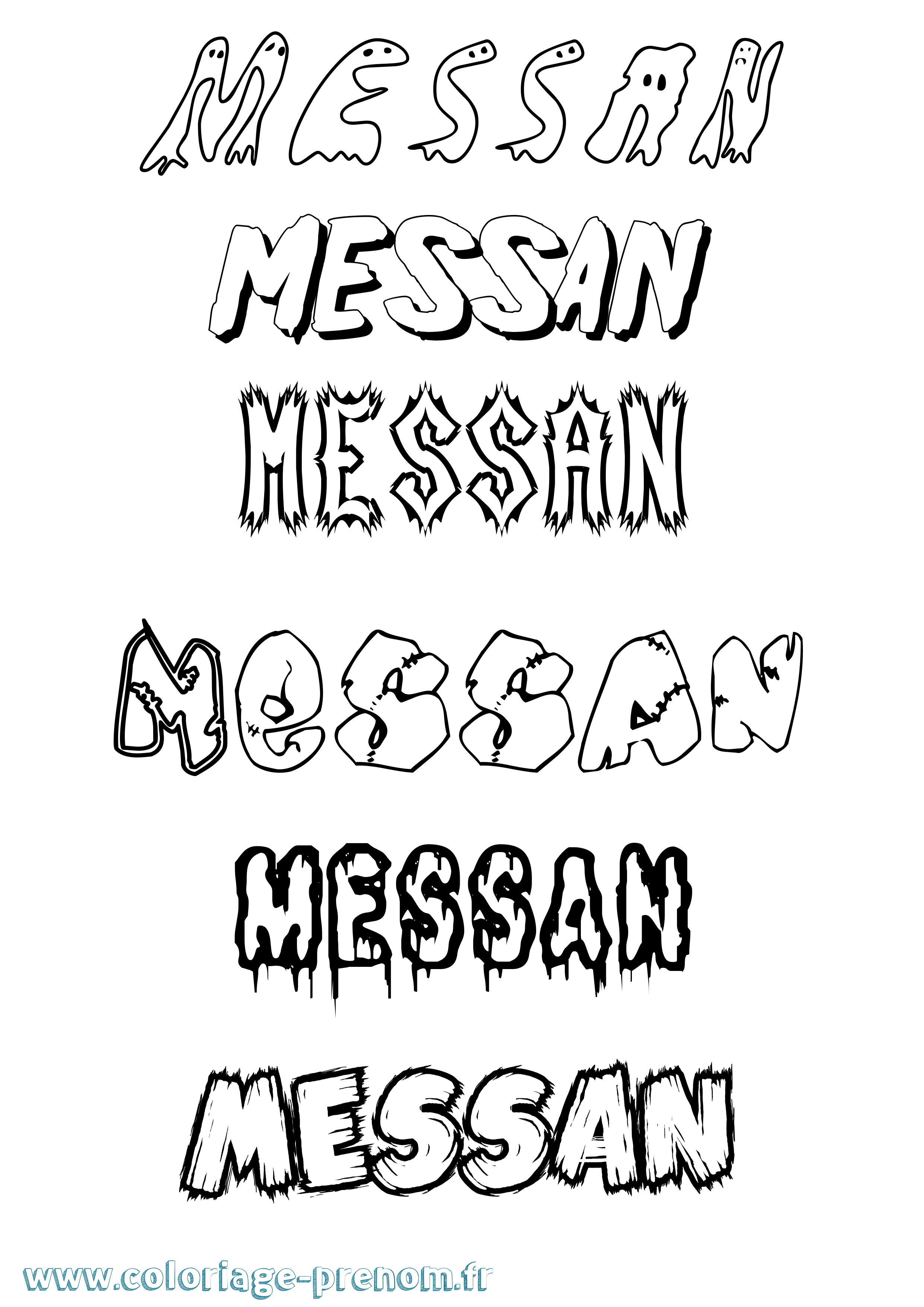 Coloriage prénom Messan Frisson