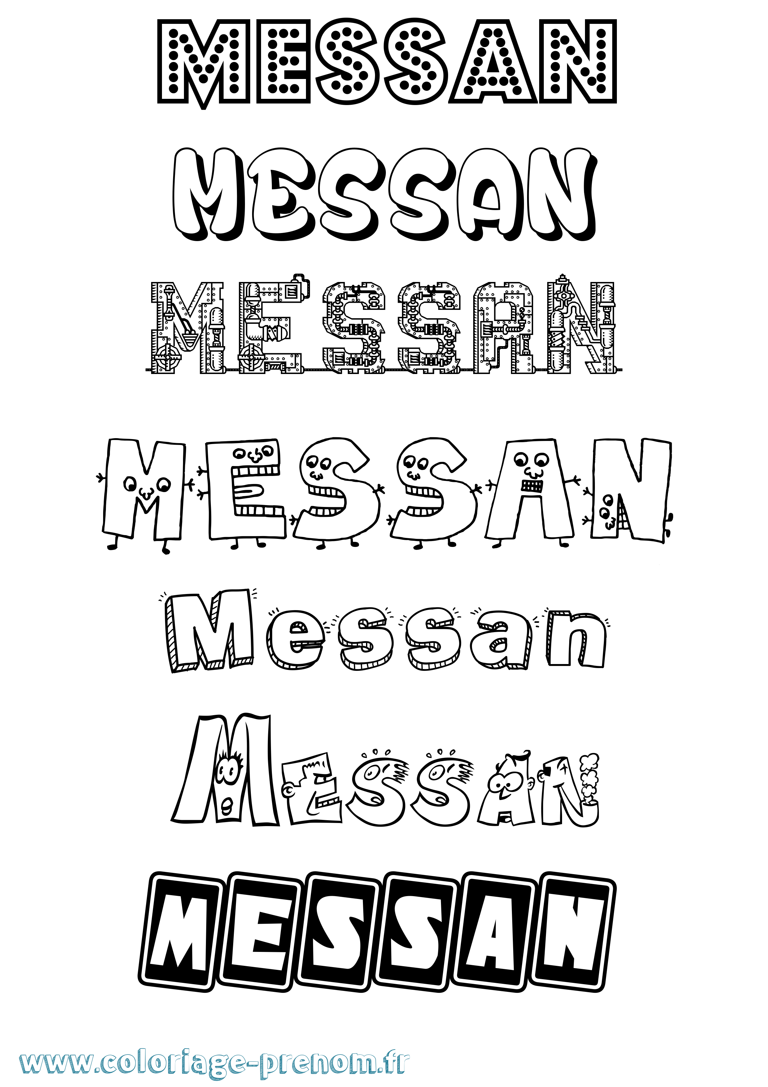 Coloriage prénom Messan Fun