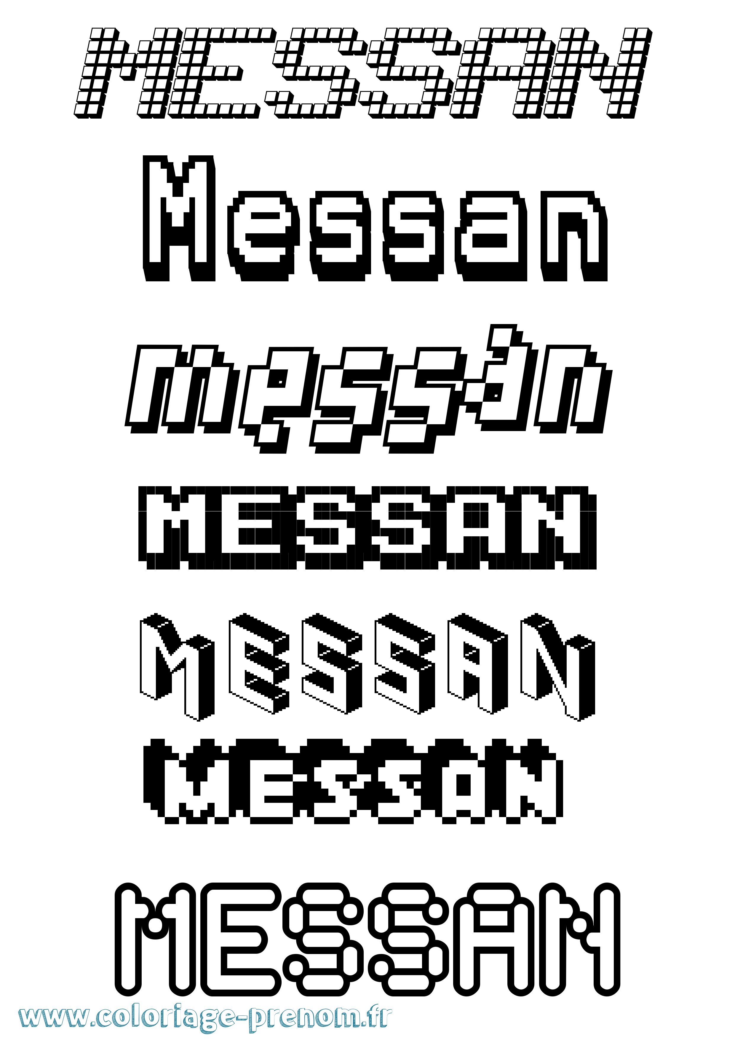 Coloriage prénom Messan Pixel