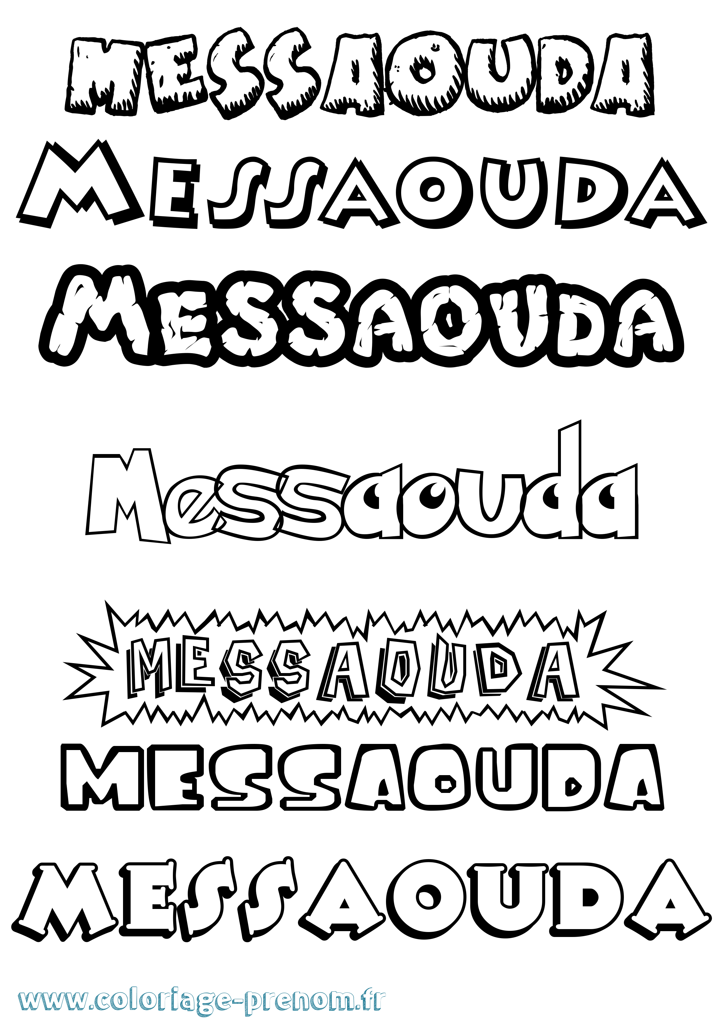 Coloriage Messaouda Dessin Animé Coloriage prénom Messaouda Dessin Animé
