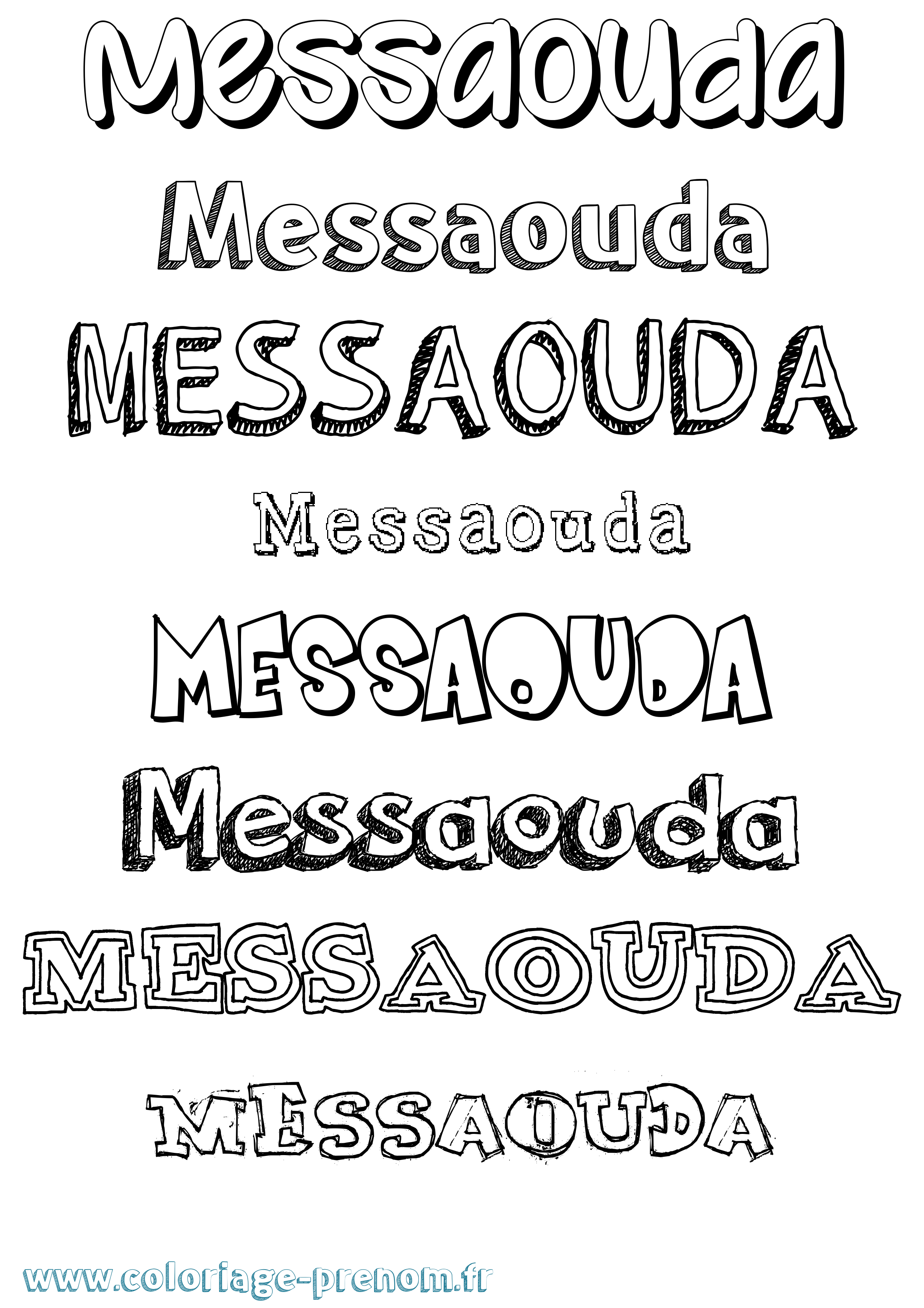 Coloriage prénom Messaouda Dessiné
