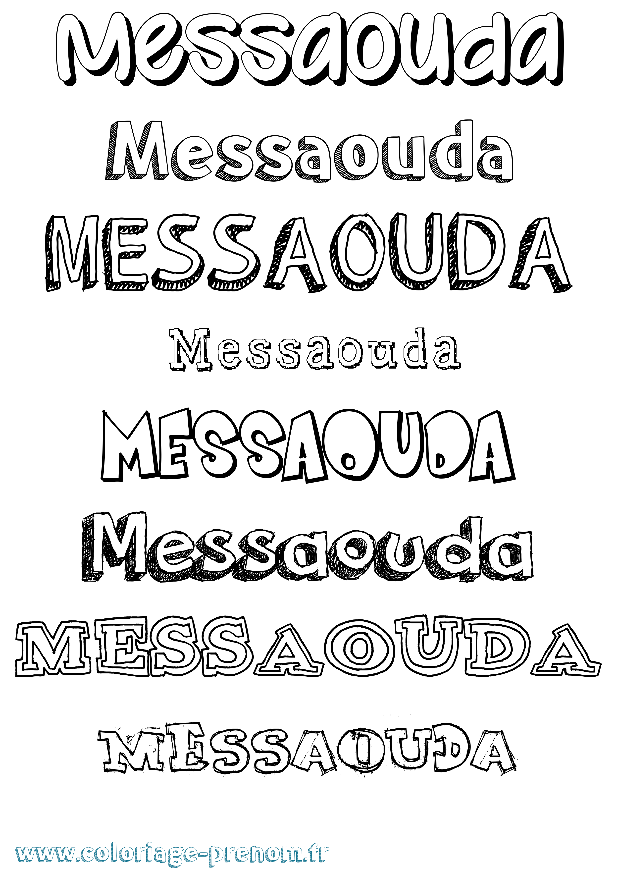 Coloriage Messaouda Dessiné Coloriage prénom Messaouda Dessiné