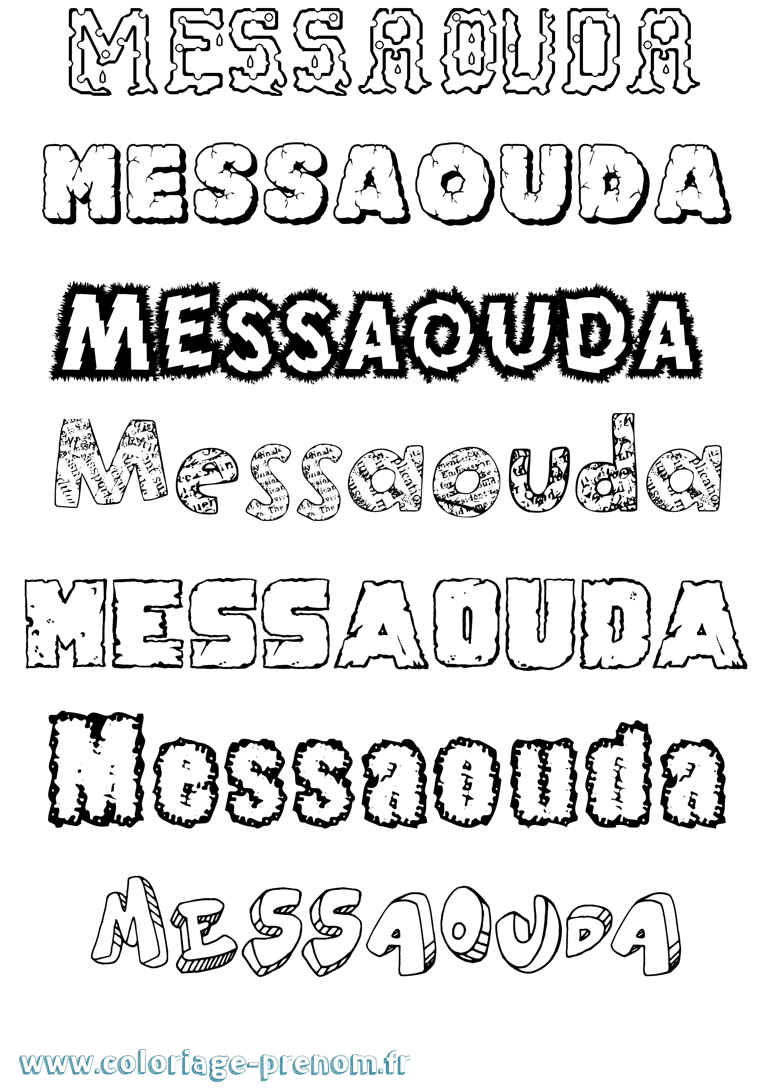 Coloriage prénom Messaouda Destructuré