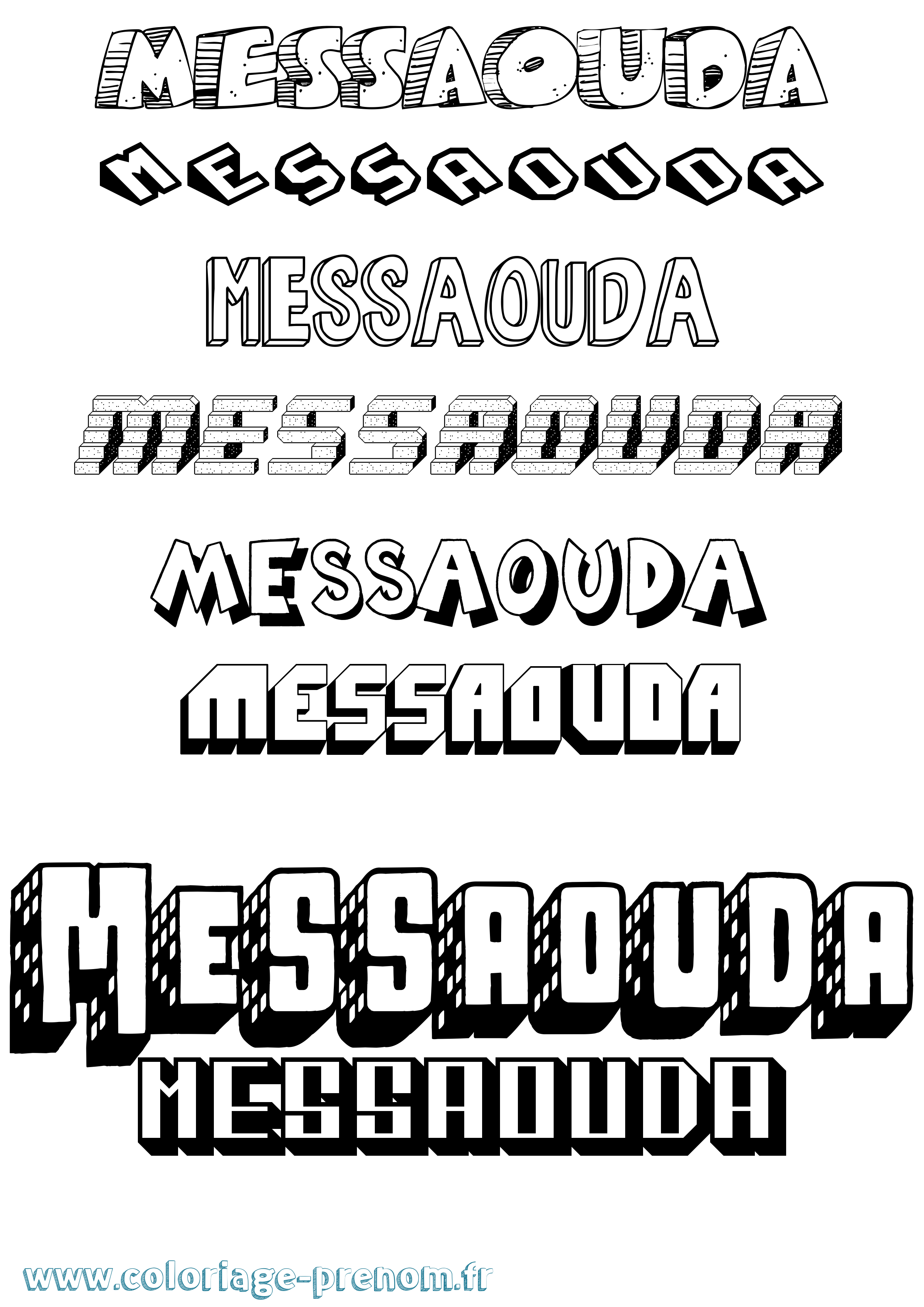 Coloriage Messaouda Effet 3D Coloriage prénom Messaouda Effet 3D