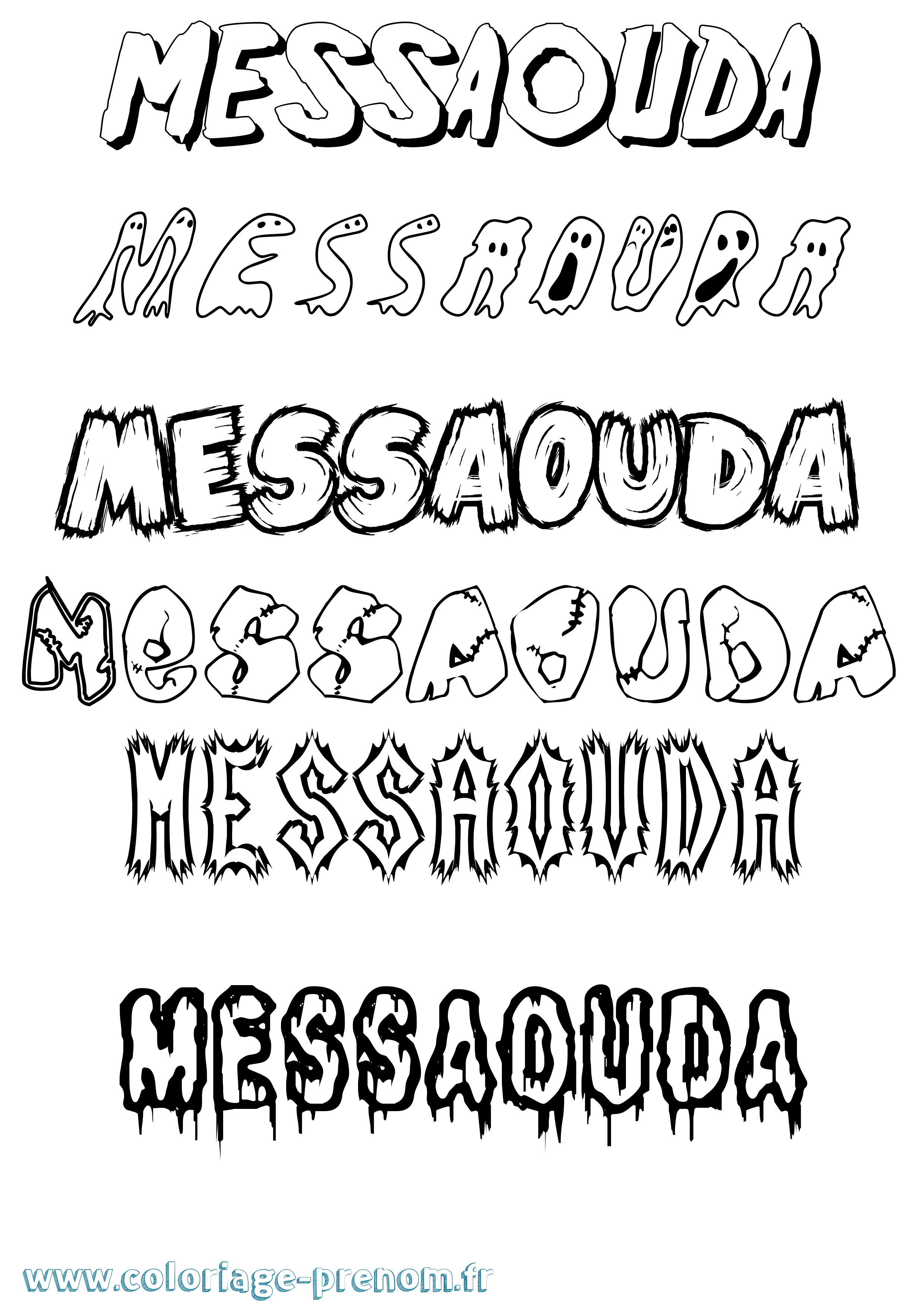 Coloriage Messaouda Frisson Coloriage prénom Messaouda Frisson