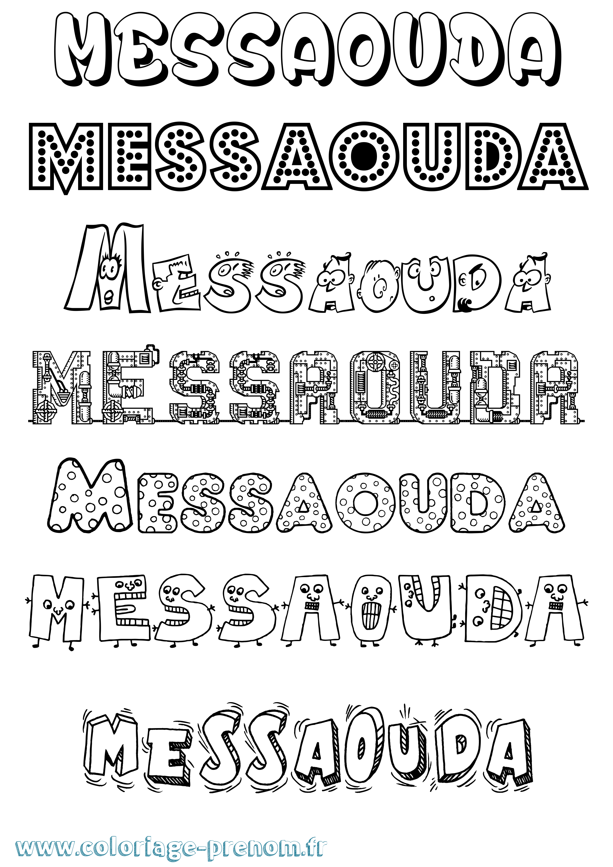 Coloriage Messaouda Fun Coloriage prénom Messaouda Fun