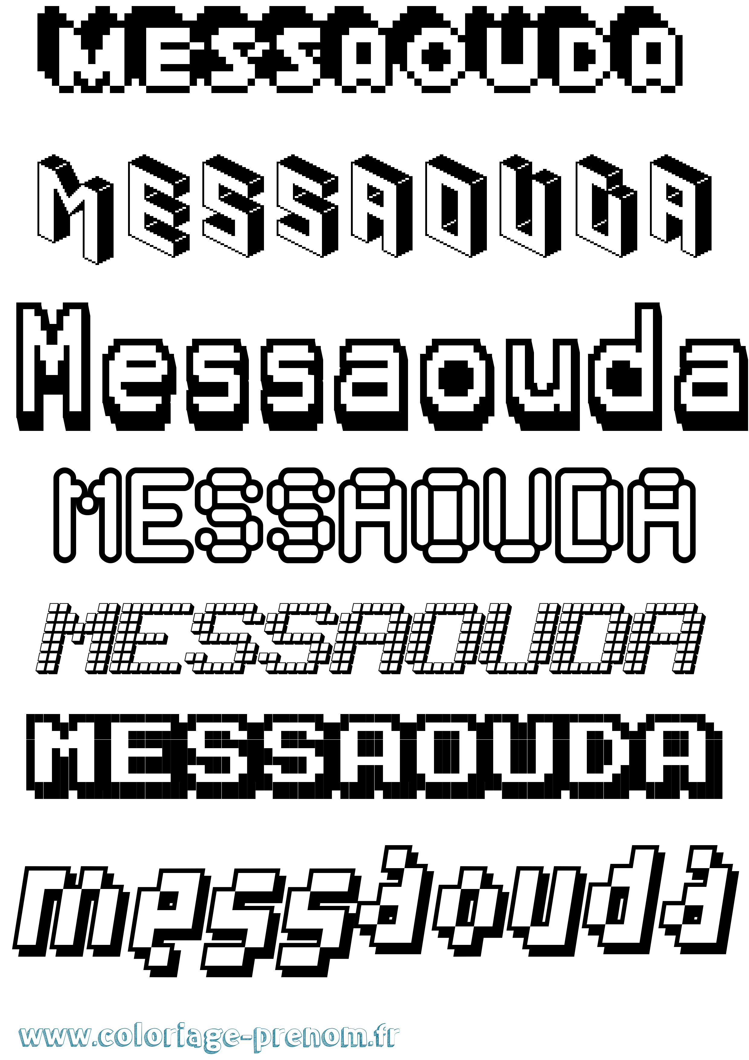 Coloriage Messaouda Pixel Coloriage prénom Messaouda Pixel