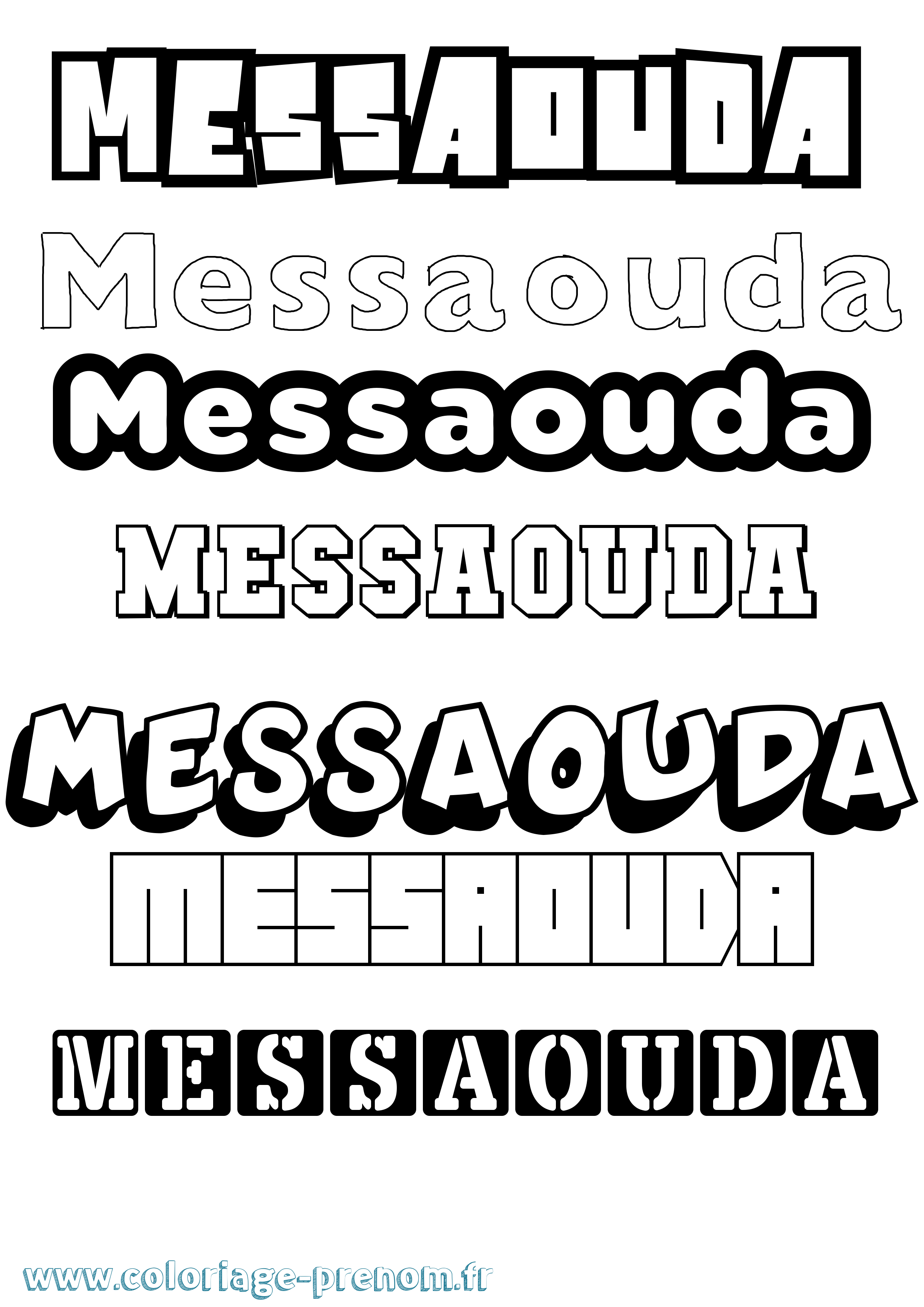 Coloriage prénom Messaouda Simple