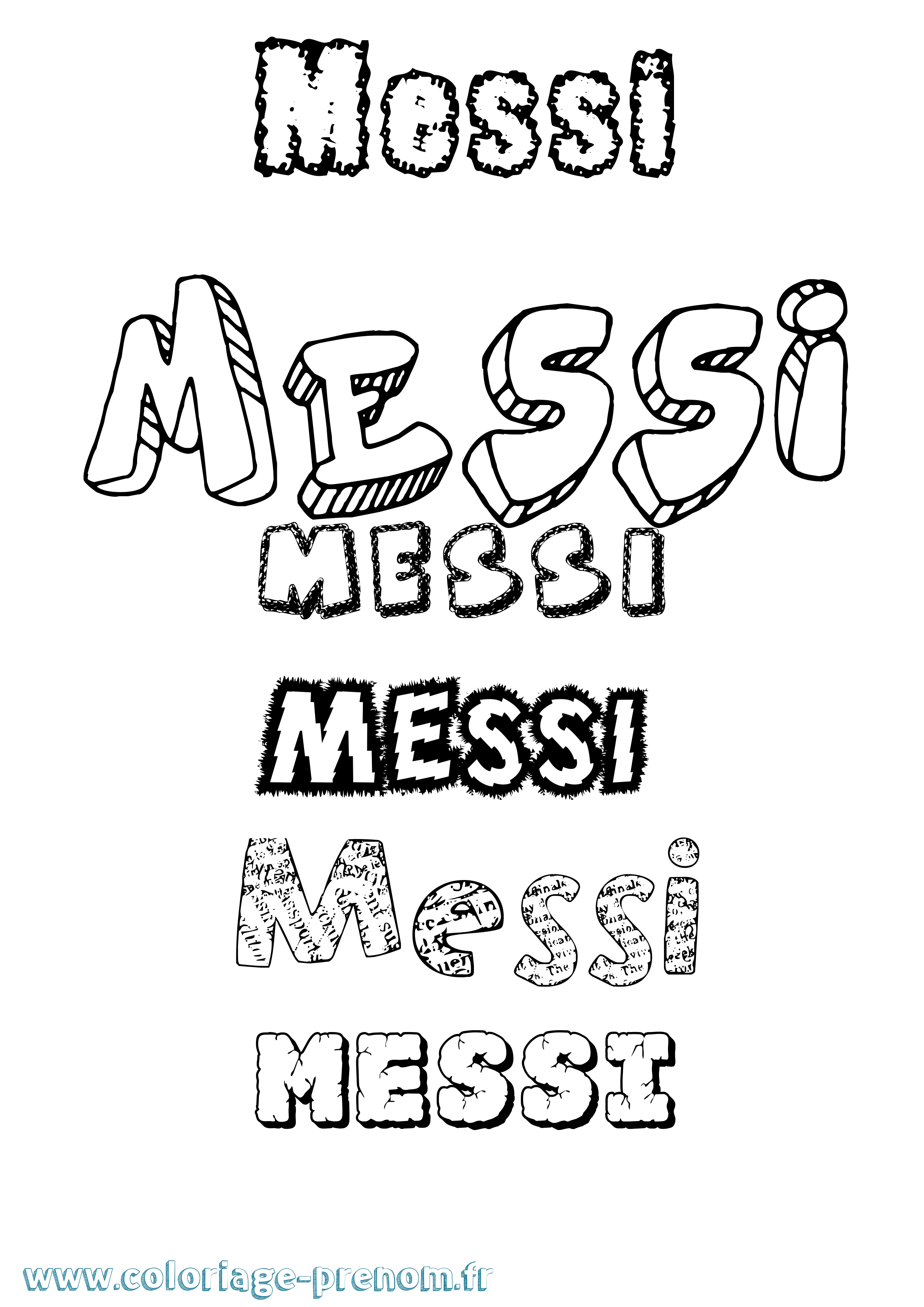 Coloriage Messi Destructuré Coloriage prénom Messi Destructuré