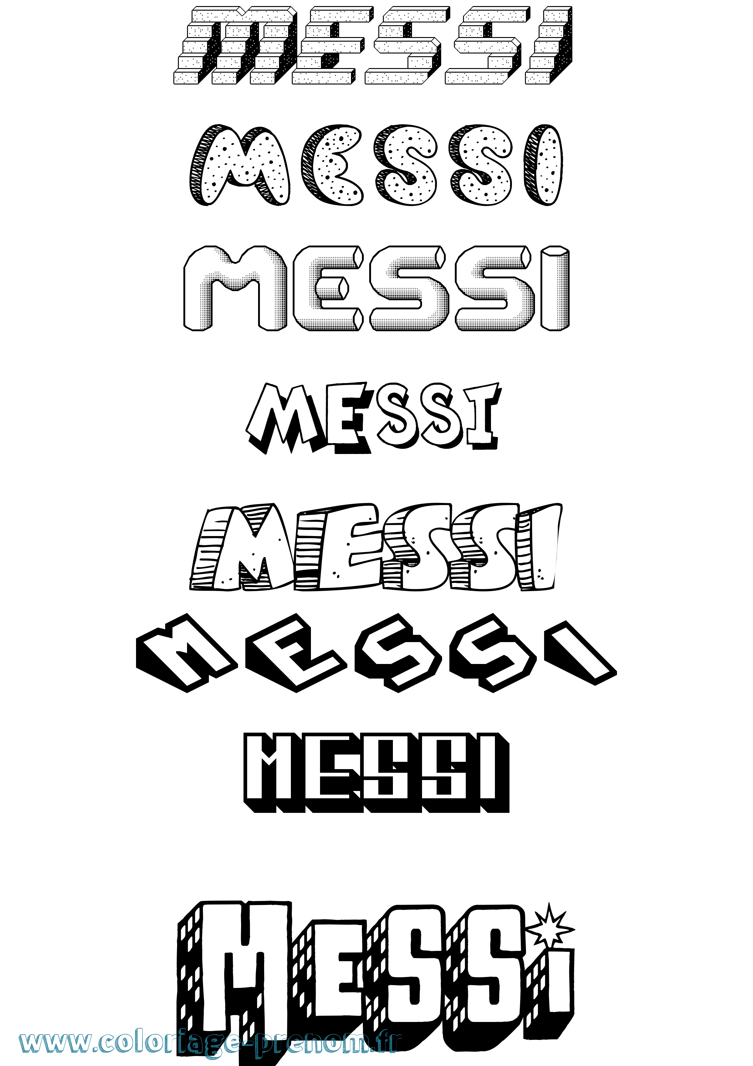 Coloriage Messi Effet 3D Coloriage prénom Messi Effet 3D