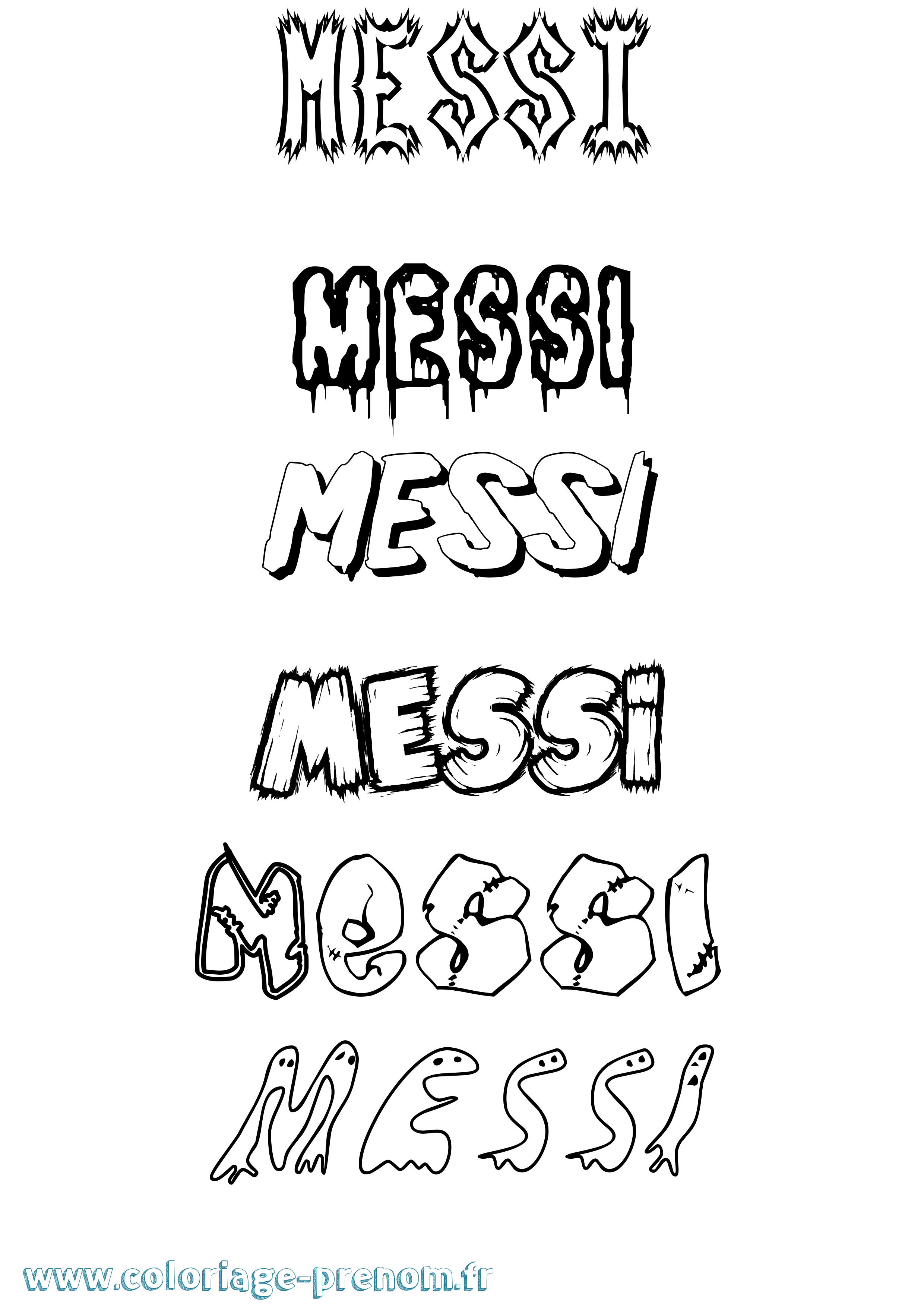 Coloriage Messi Frisson Coloriage prénom Messi Frisson