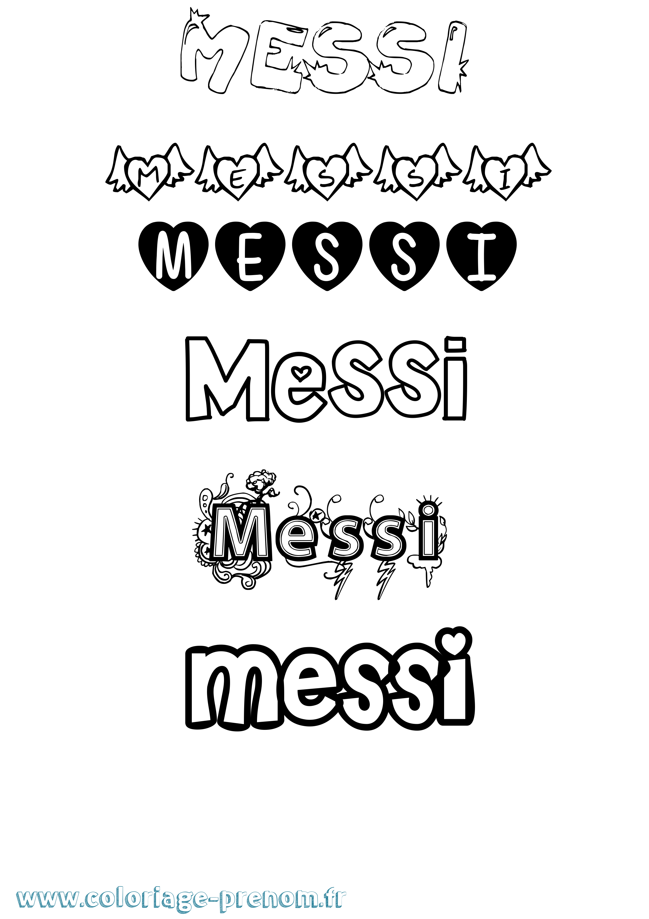 Coloriage Messi Girly Coloriage prénom Messi Girly