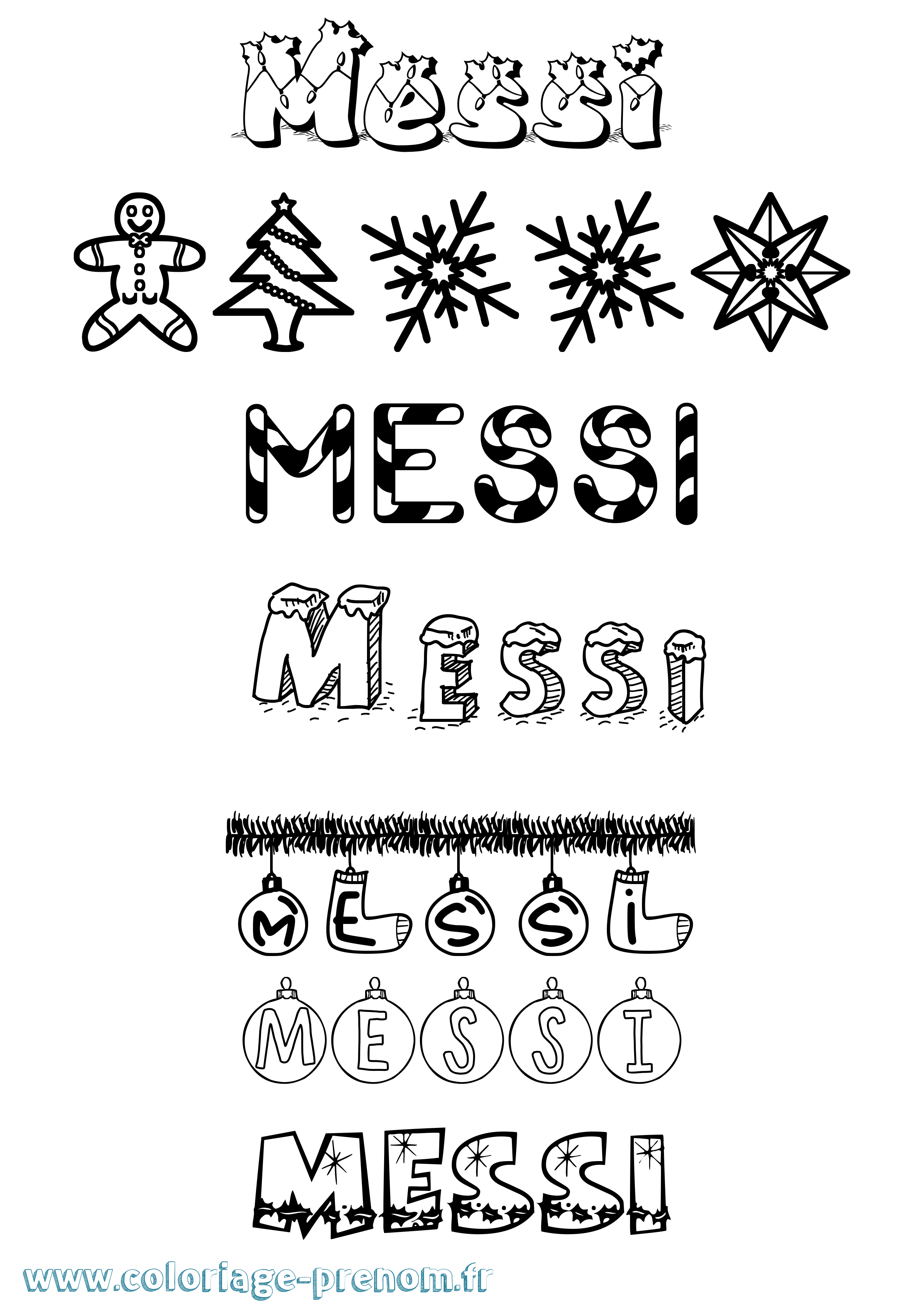 Coloriage Messi Noël Coloriage prénom Messi Noël