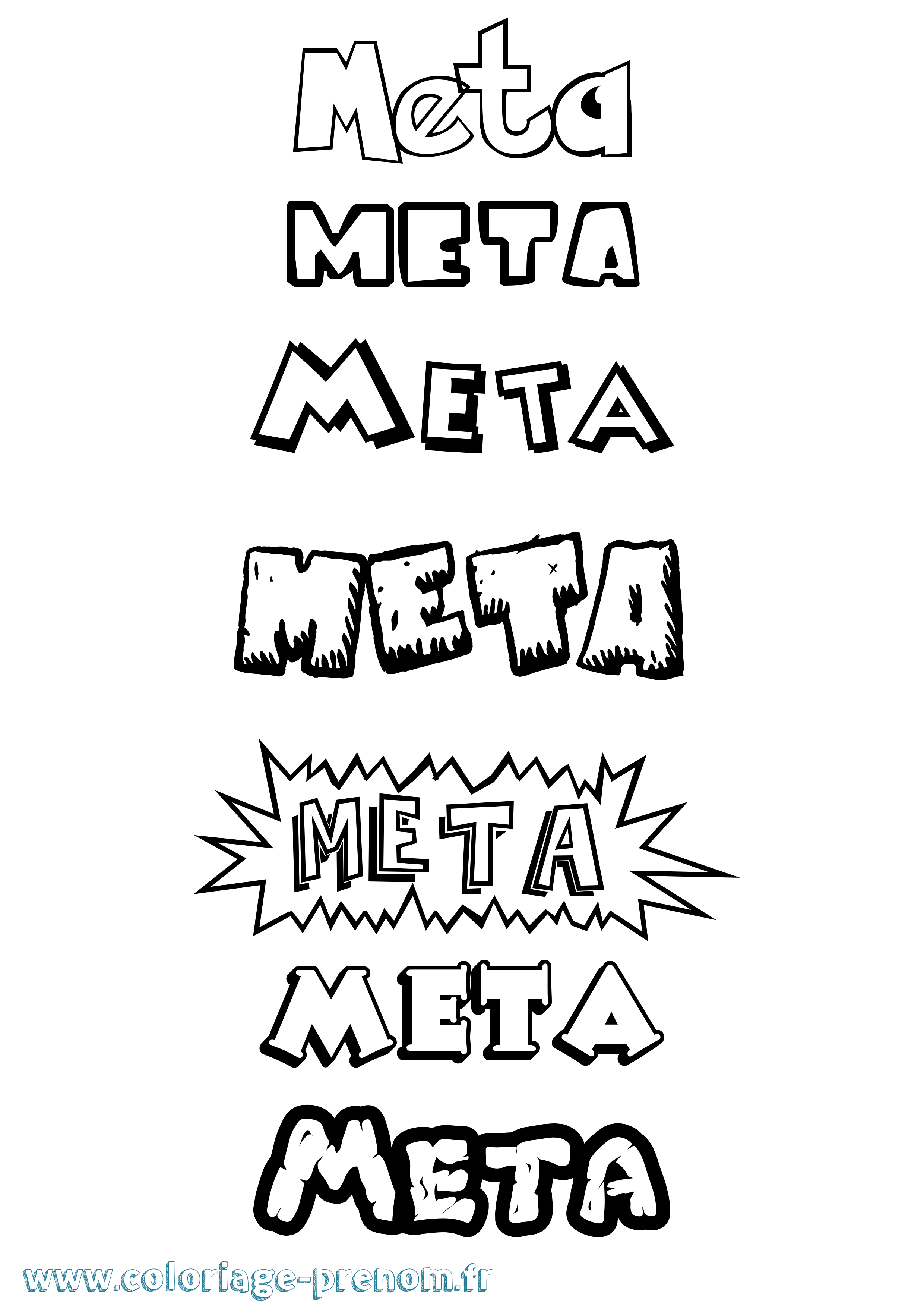 Coloriage Meta Dessin Animé Coloriage prénom Meta Dessin Animé