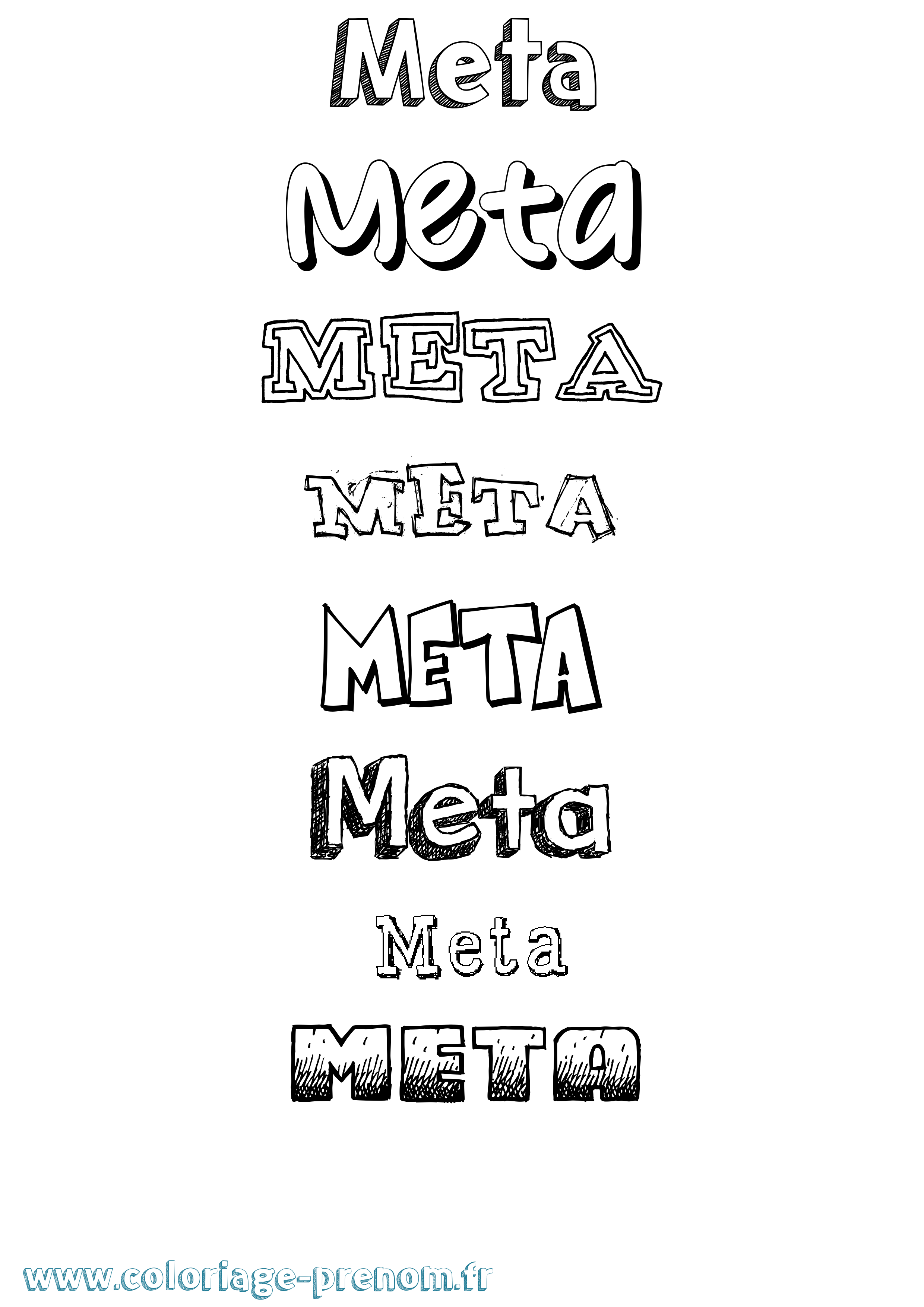 Coloriage Meta Dessiné Coloriage prénom Meta Dessiné
