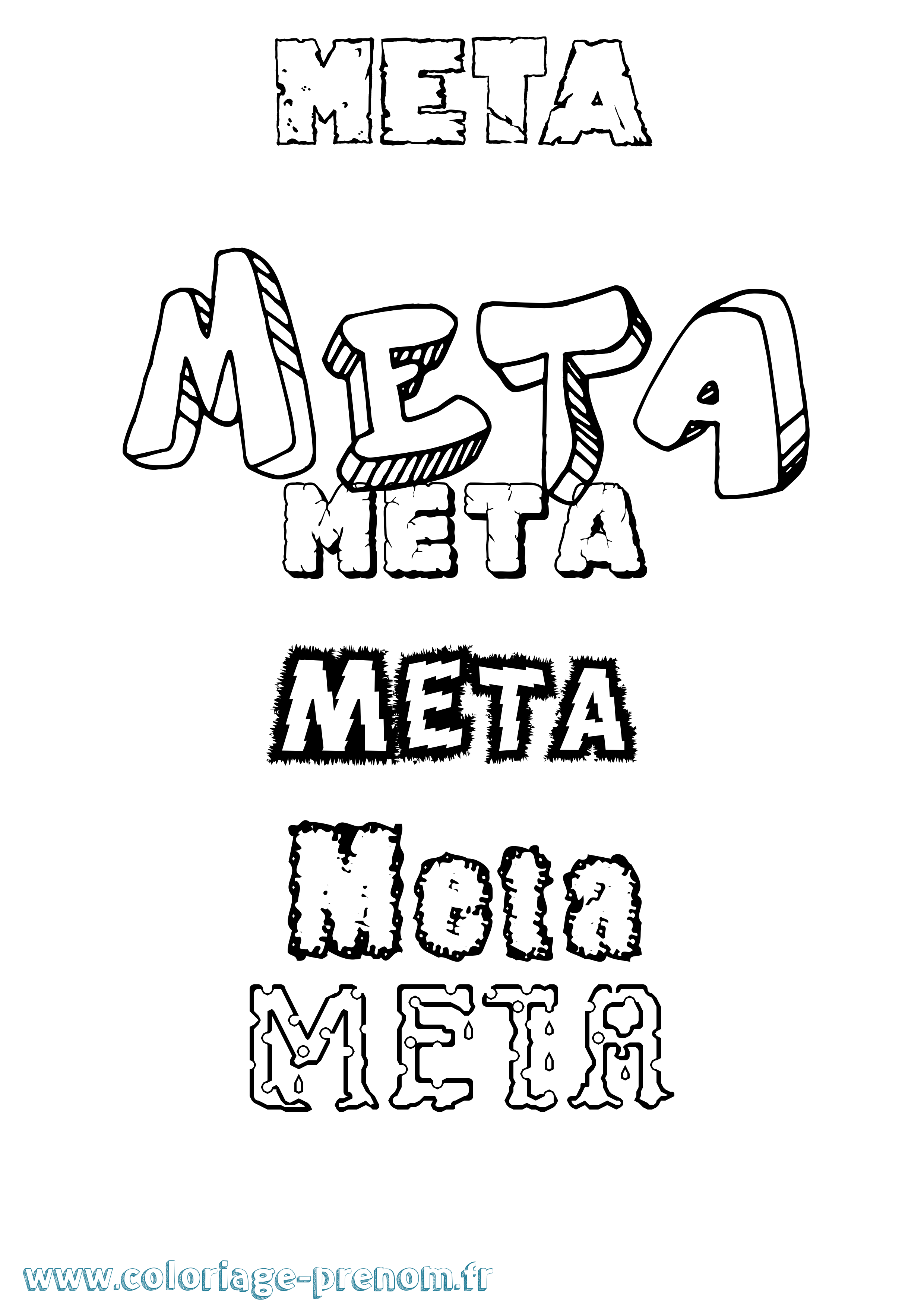 Coloriage Meta Destructuré Coloriage prénom Meta Destructuré
