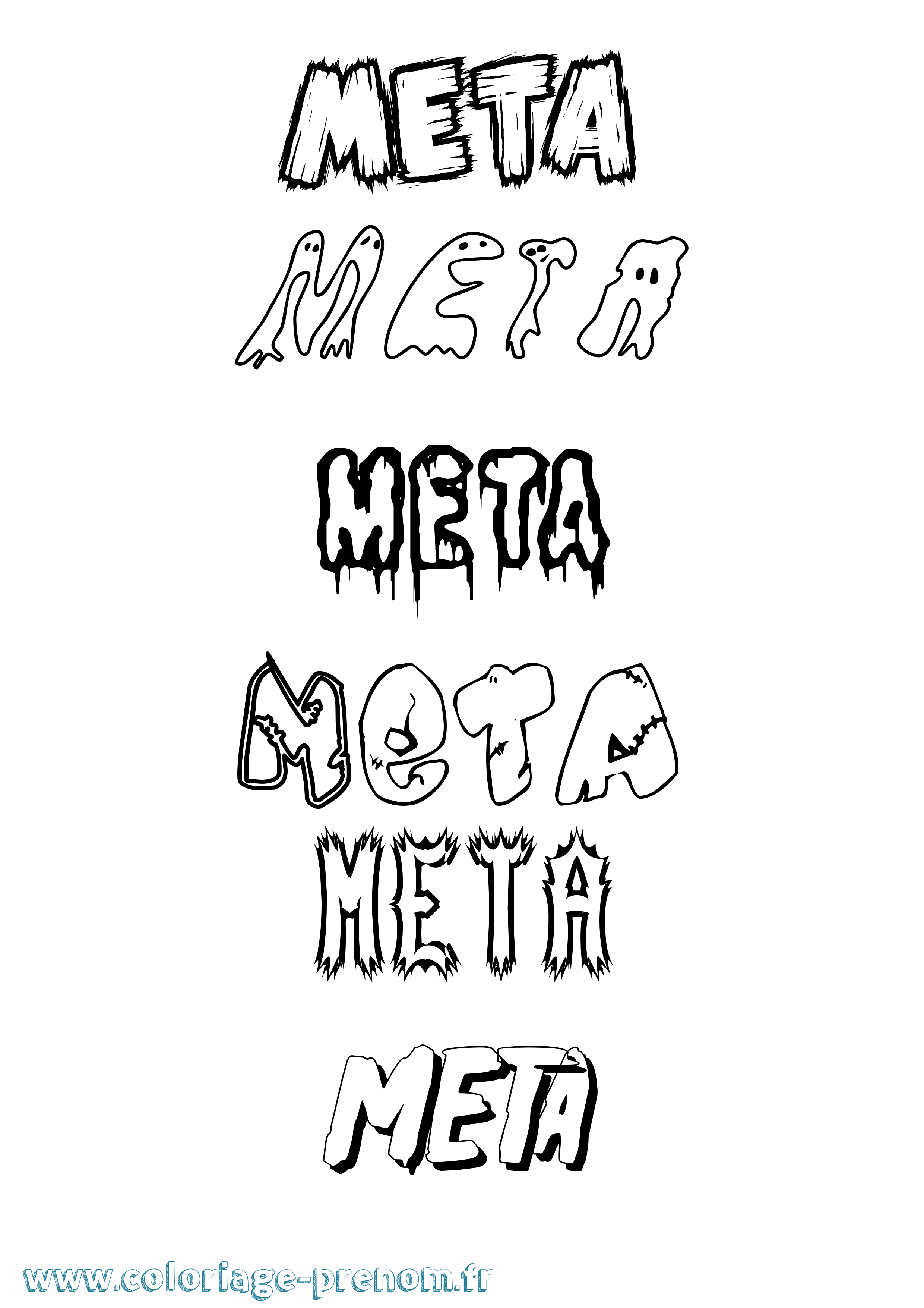 Coloriage Meta Frisson Coloriage prénom Meta Frisson