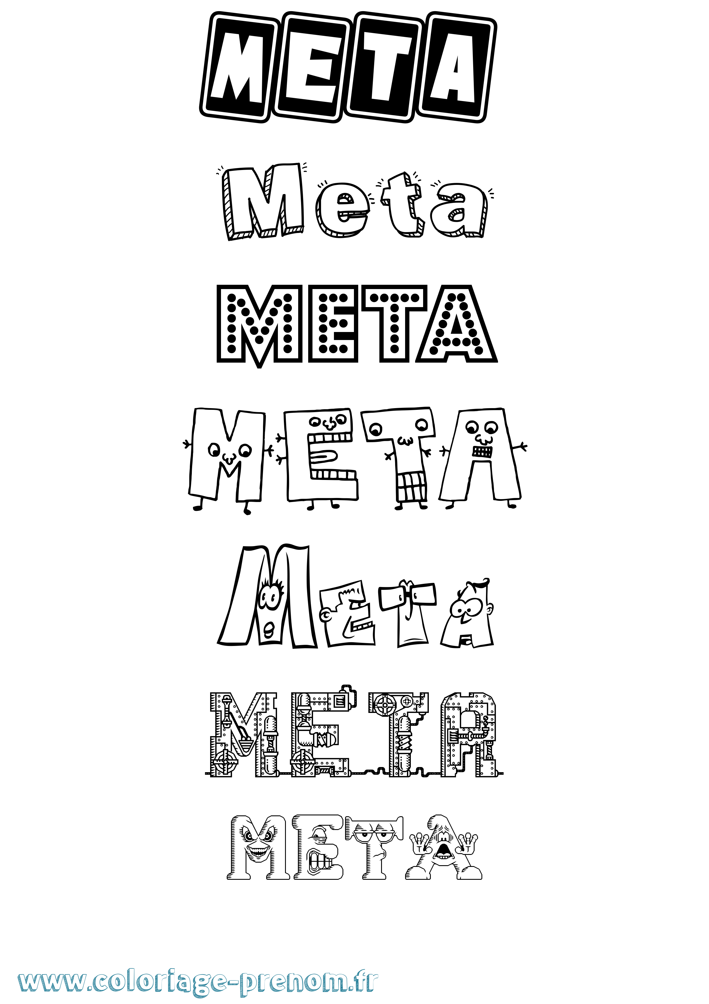 Coloriage Meta Fun Coloriage prénom Meta Fun