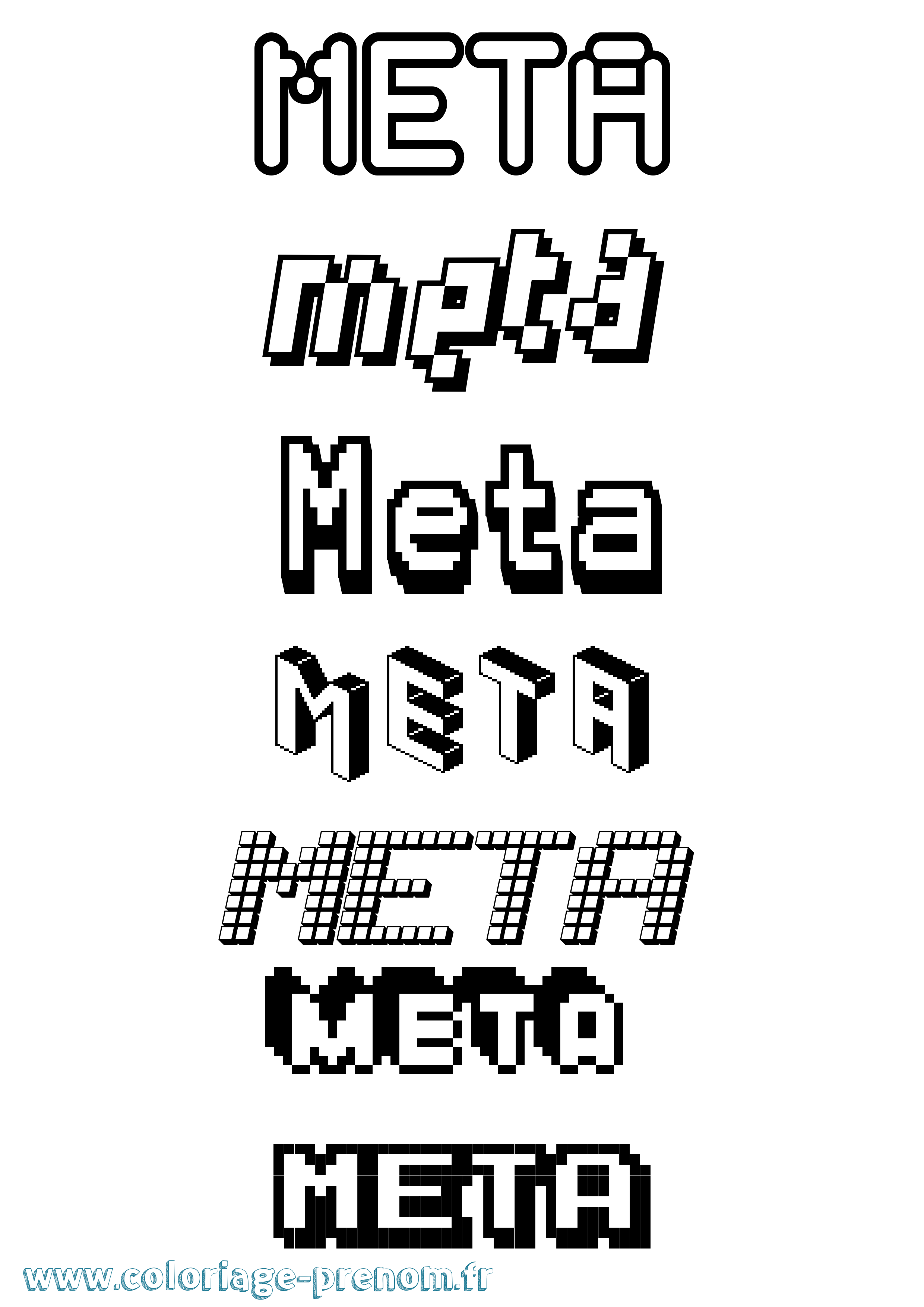 Coloriage prénom Meta Pixel