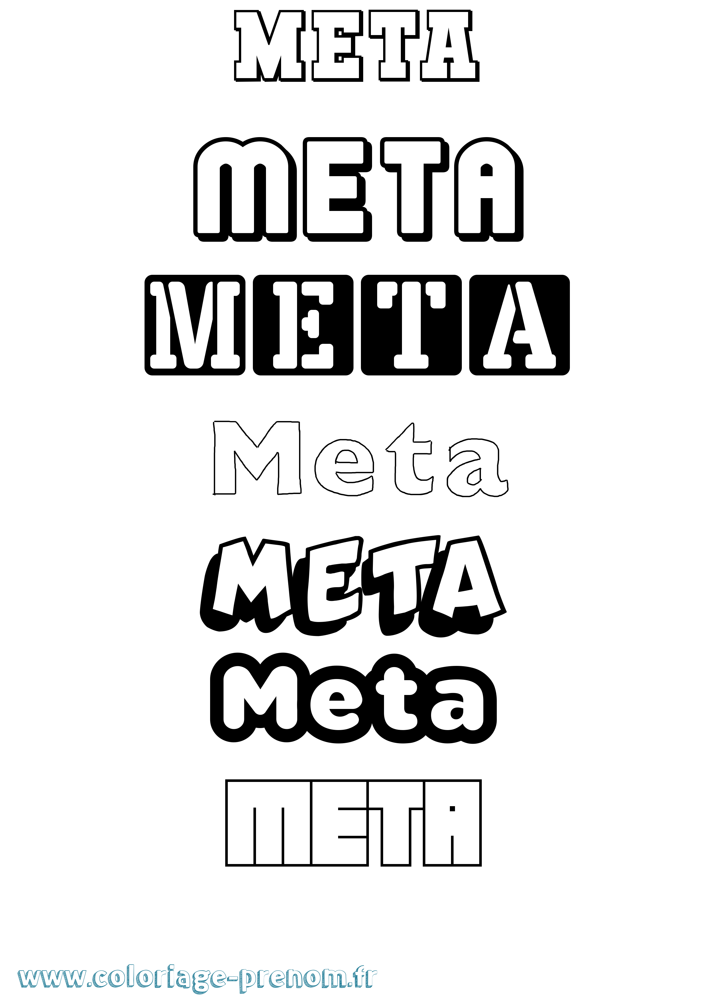Coloriage Meta Simple Coloriage prénom Meta Simple