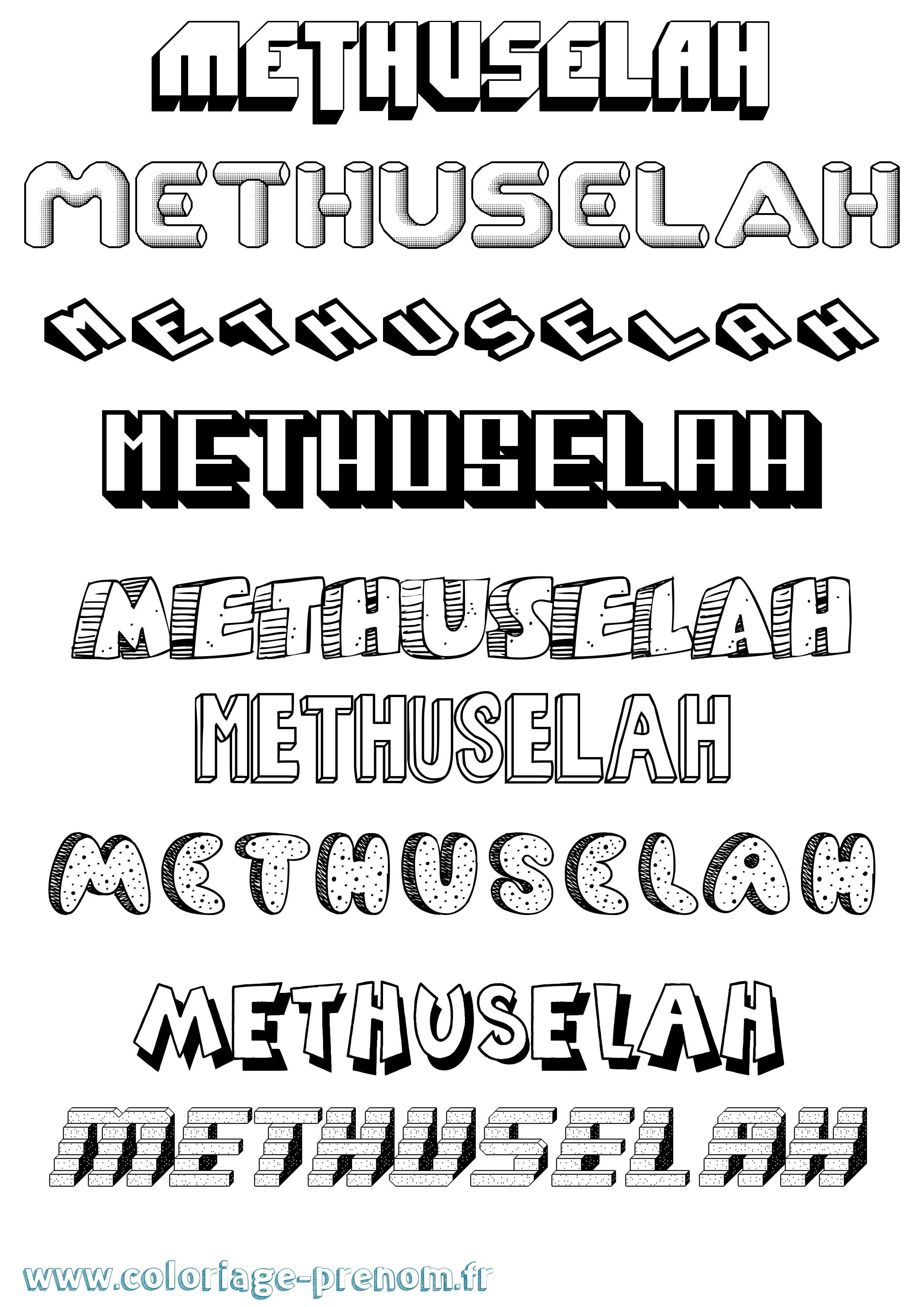 Coloriage prénom Methuselah Effet 3D