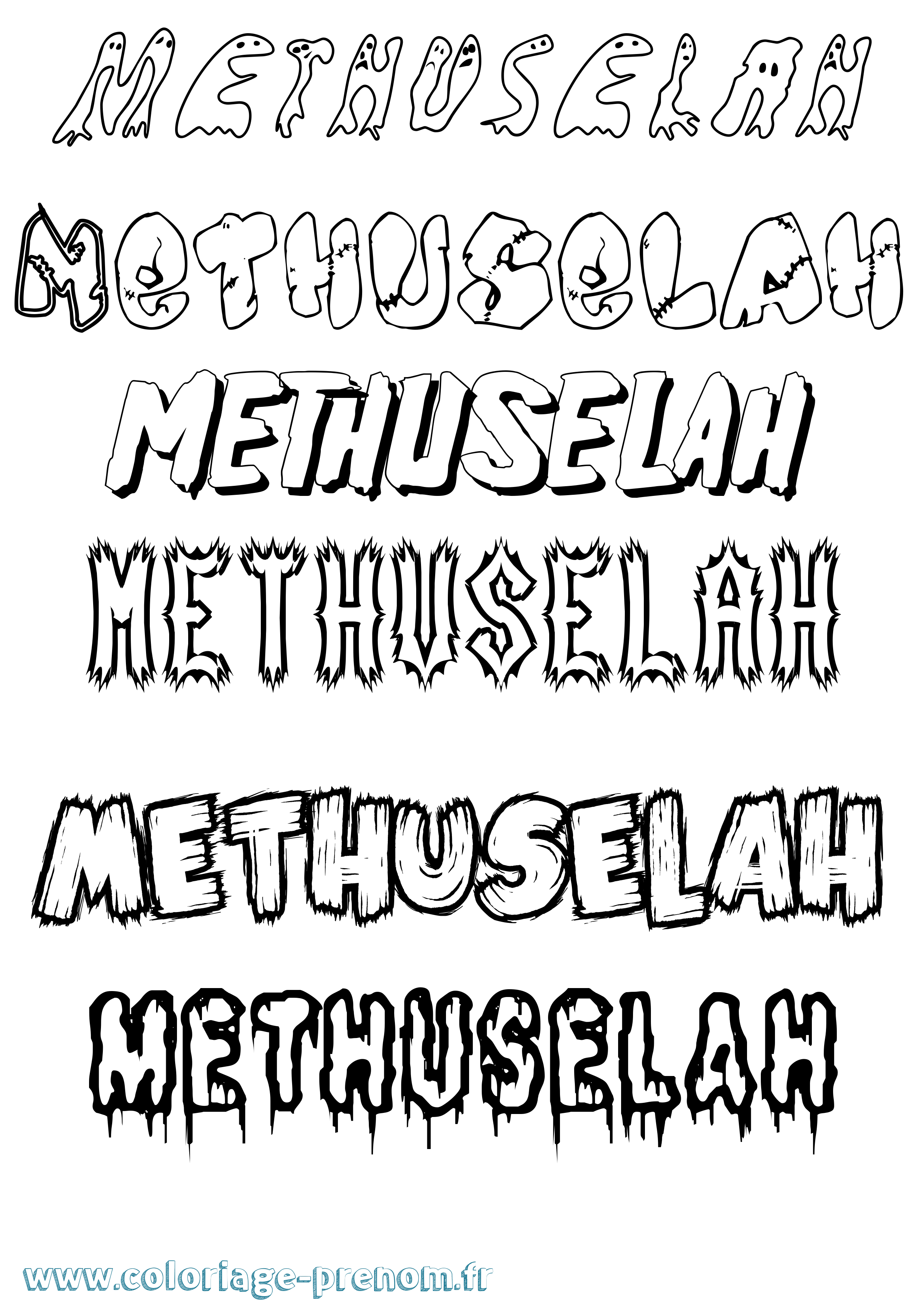 Coloriage prénom Methuselah Frisson