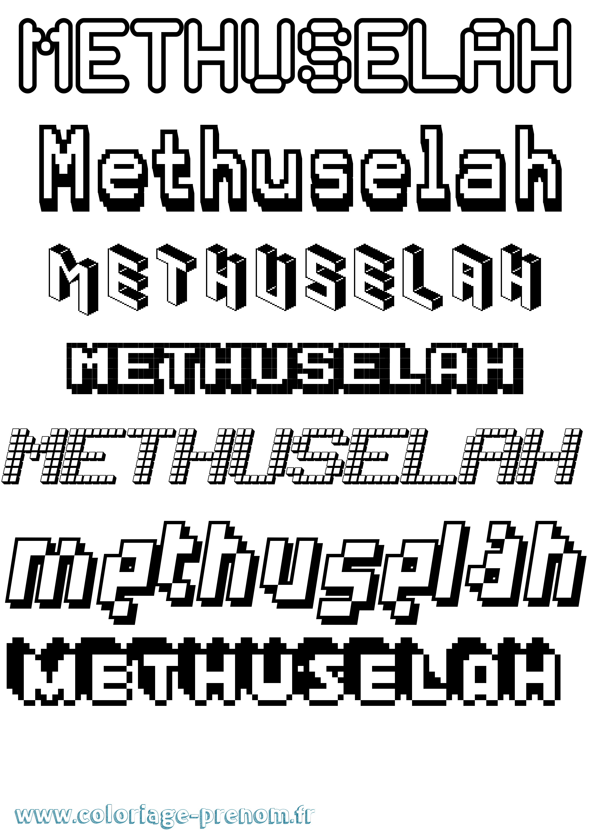 Coloriage prénom Methuselah Pixel