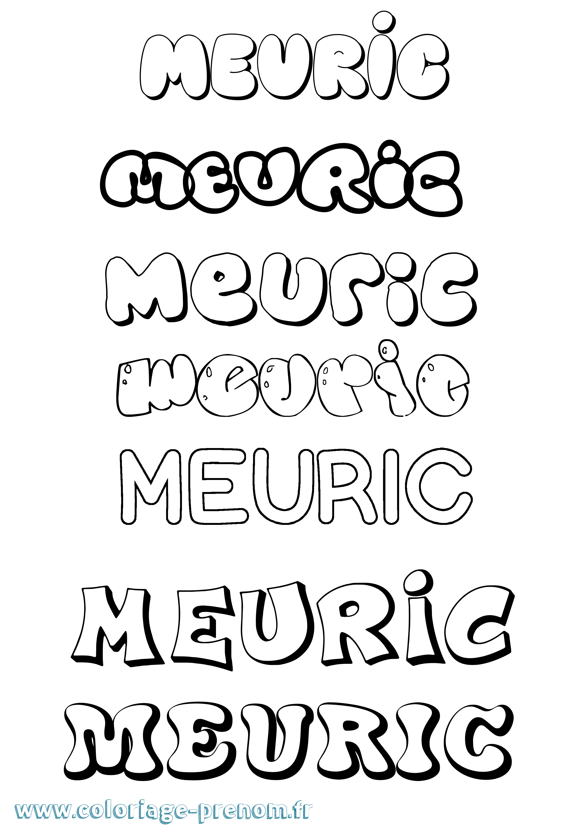 Coloriage prénom Meuric Bubble