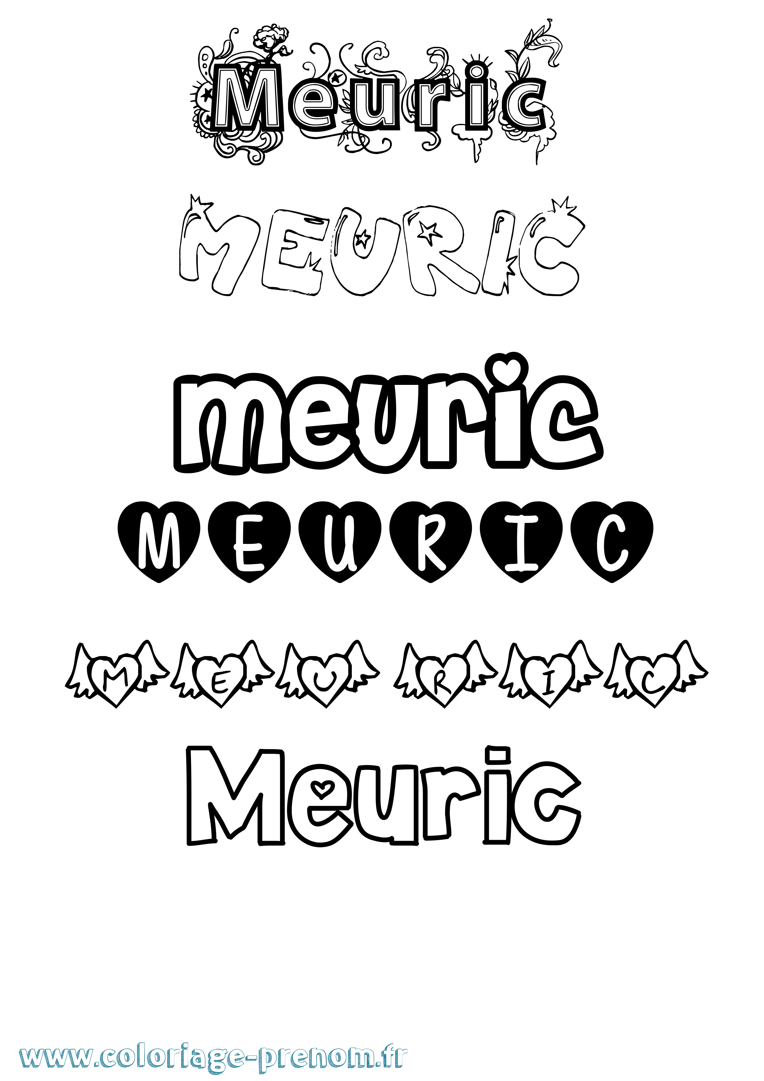 Coloriage prénom Meuric Girly