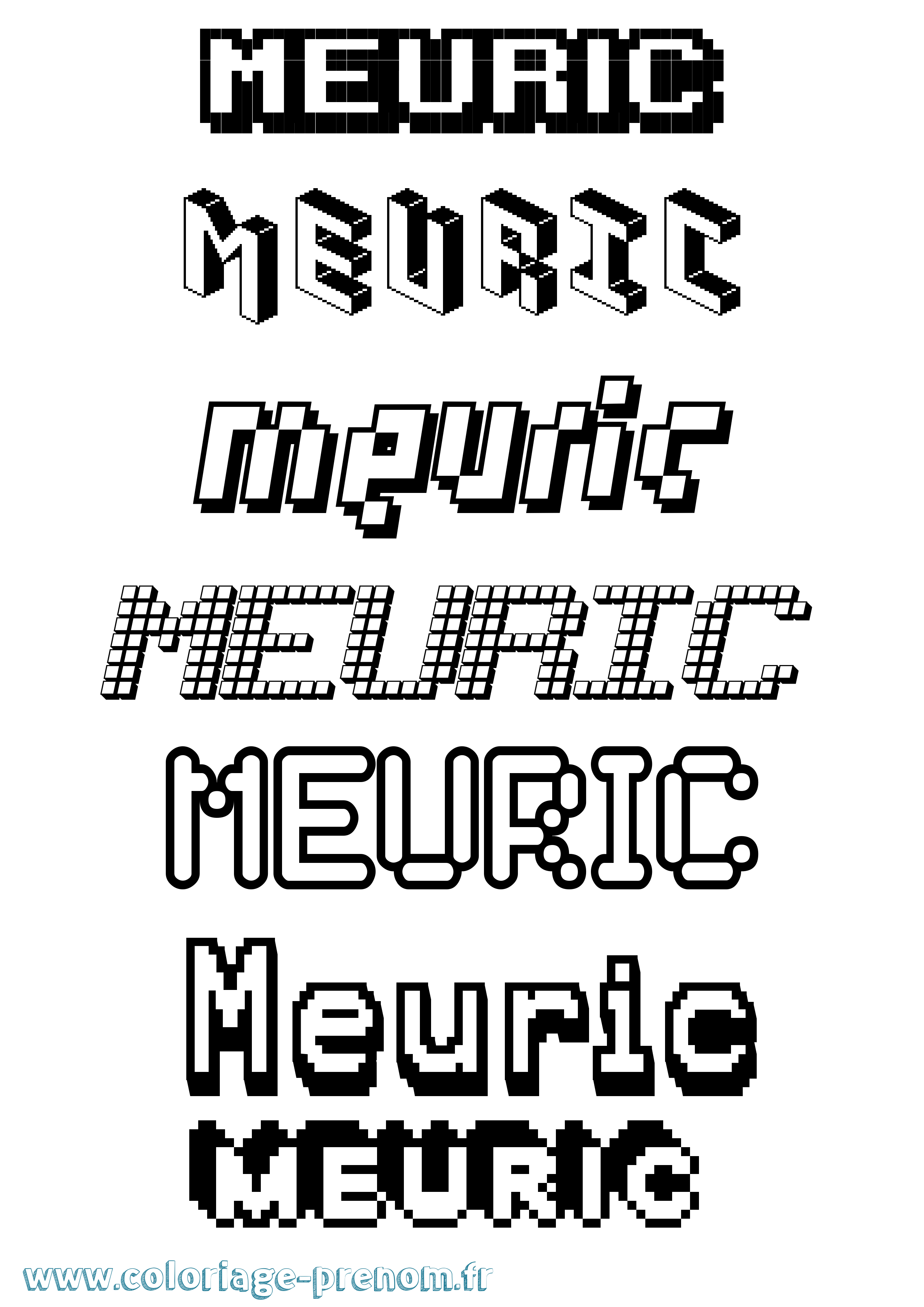 Coloriage prénom Meuric Pixel