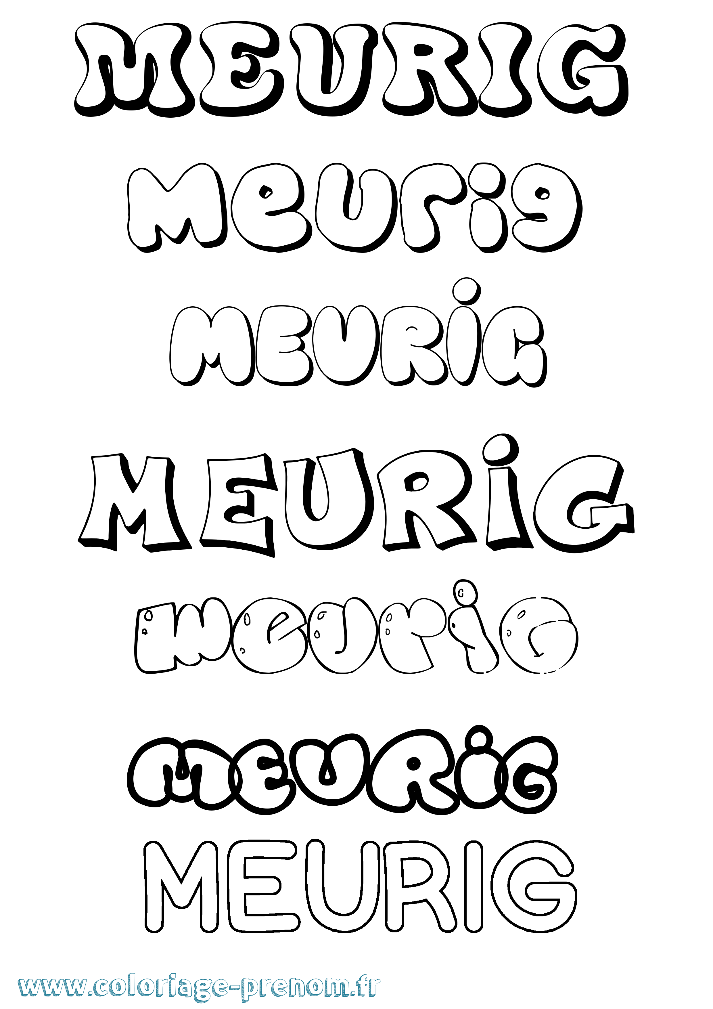 Coloriage prénom Meurig Bubble