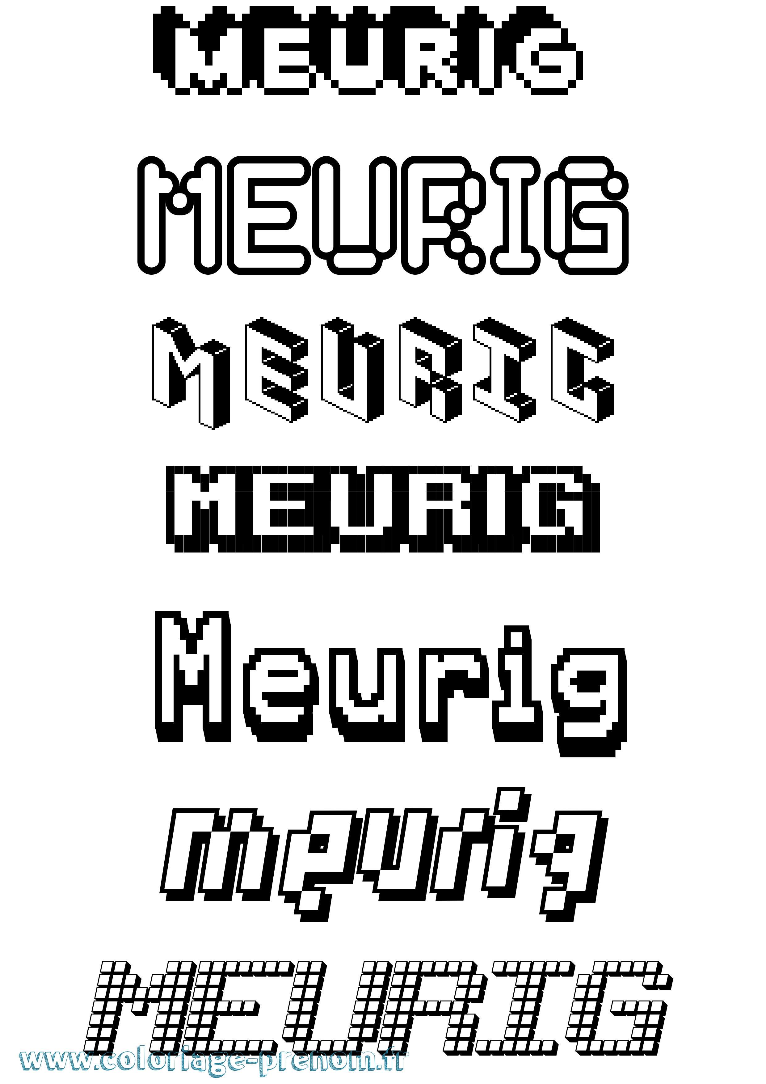 Coloriage prénom Meurig Pixel